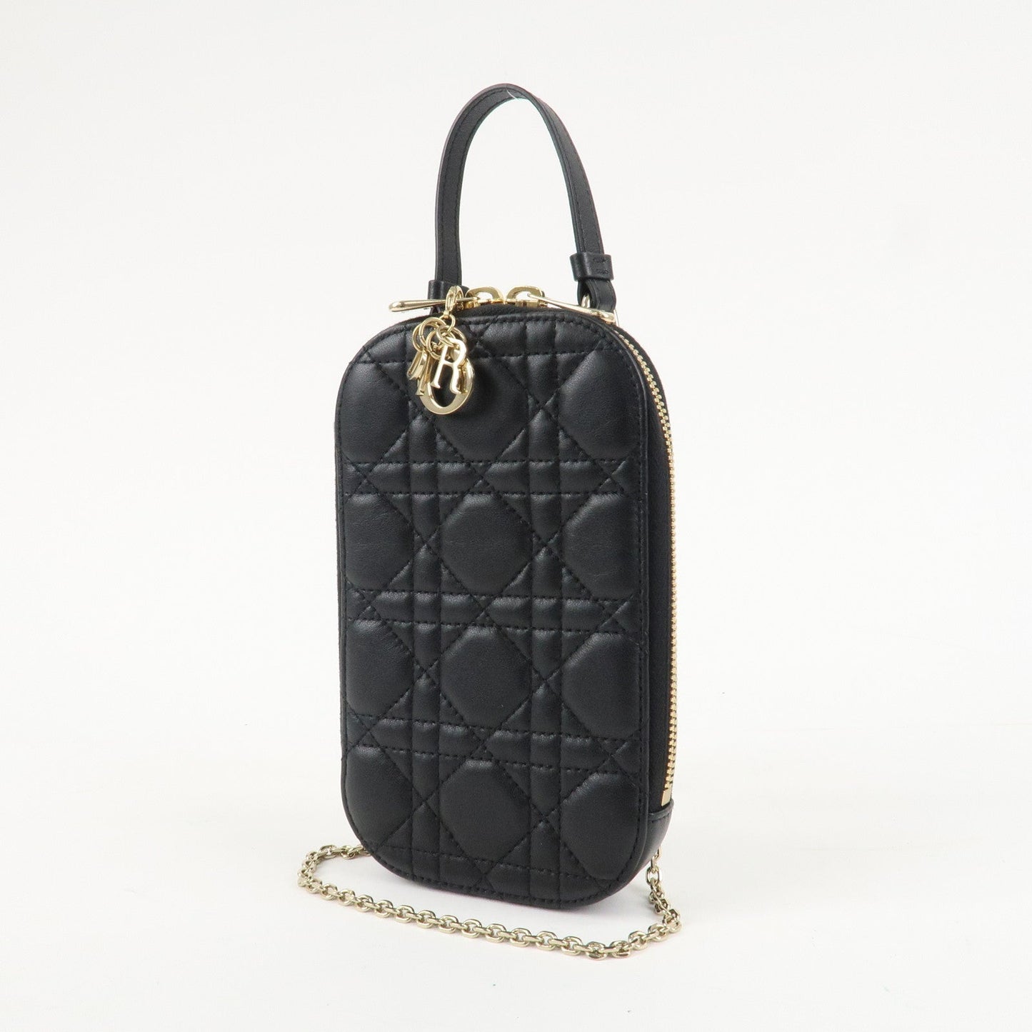 Christian Dior Lady Dior Call'in Dior Cannage Lamb Skin Phone Holder  d