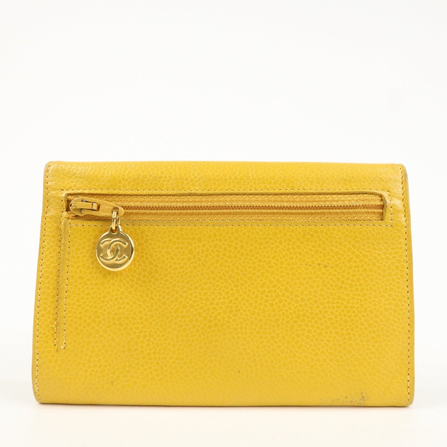 CHANEL COCO Mark Caviarskin Bi-Fold Card Case Coin Case 4072657  d