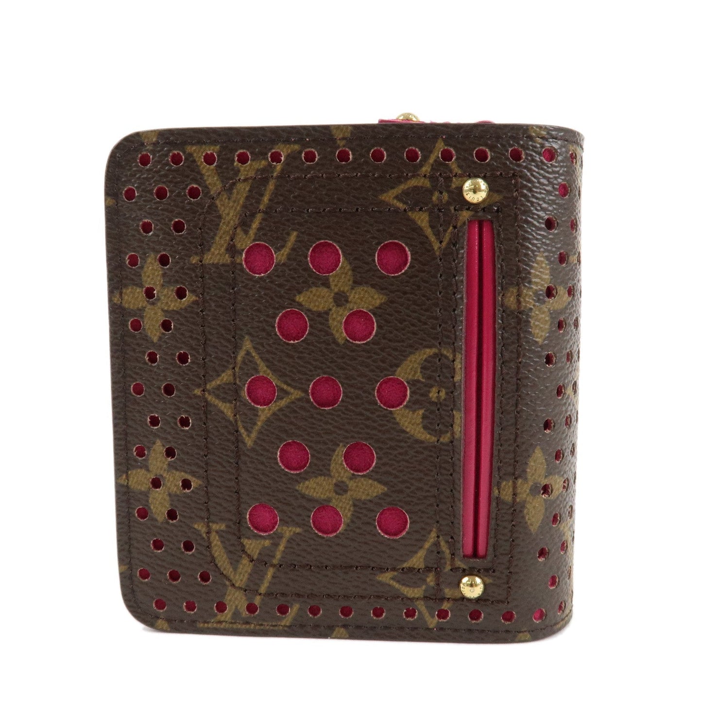 Louis Vuitton Monogram Perfor Compact Zip Bi-fold Wallet Fuchsia M95188  d