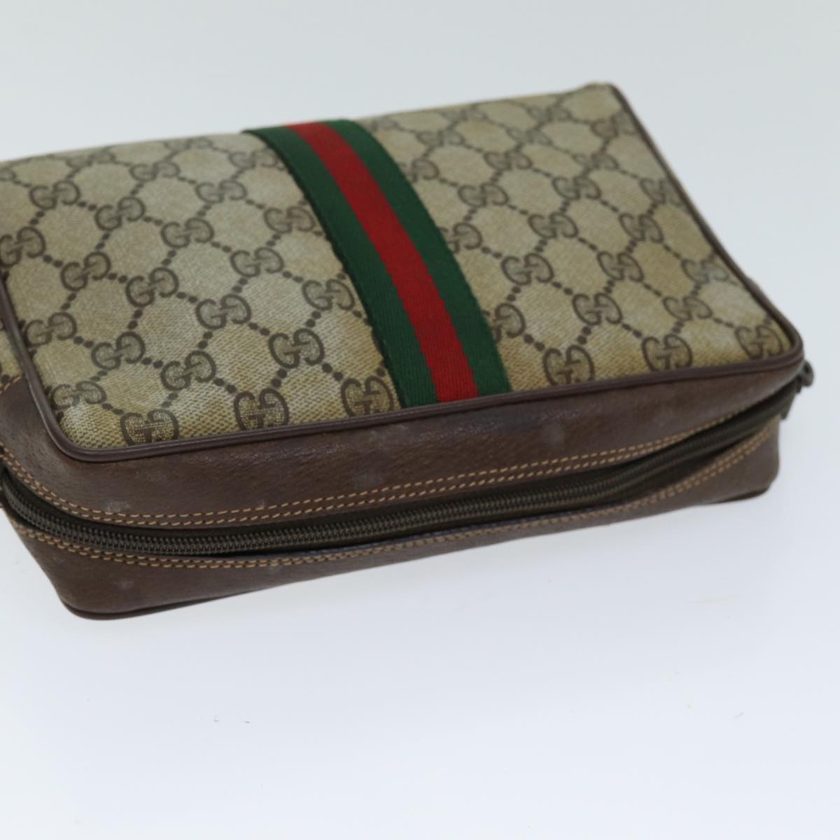 Gucci Sherry Beige Canvas Clutch Bag