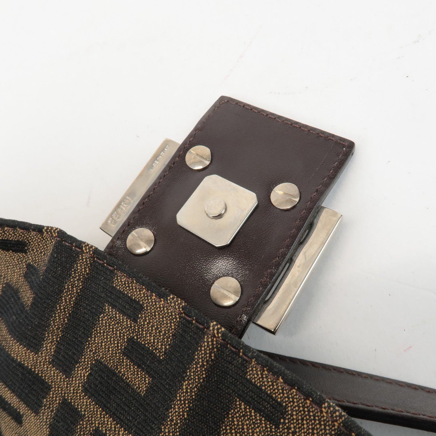 FENDI Zucca Mamma Baguette Canvas Shoulder Bag 26424 Brown Black  d
