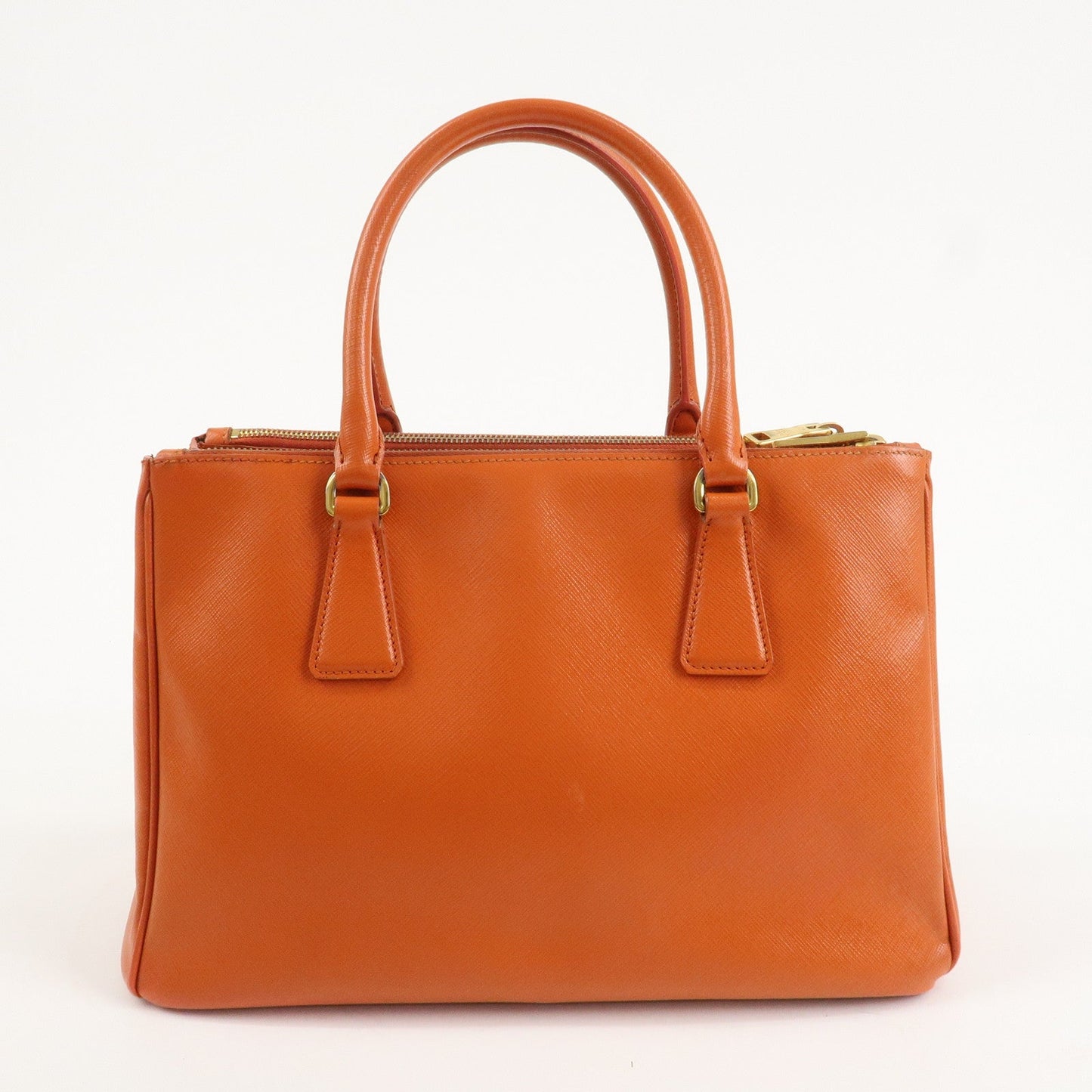 PRADA Triangle Logo Leather 2Way Hand Bag Orange 1BA863  d