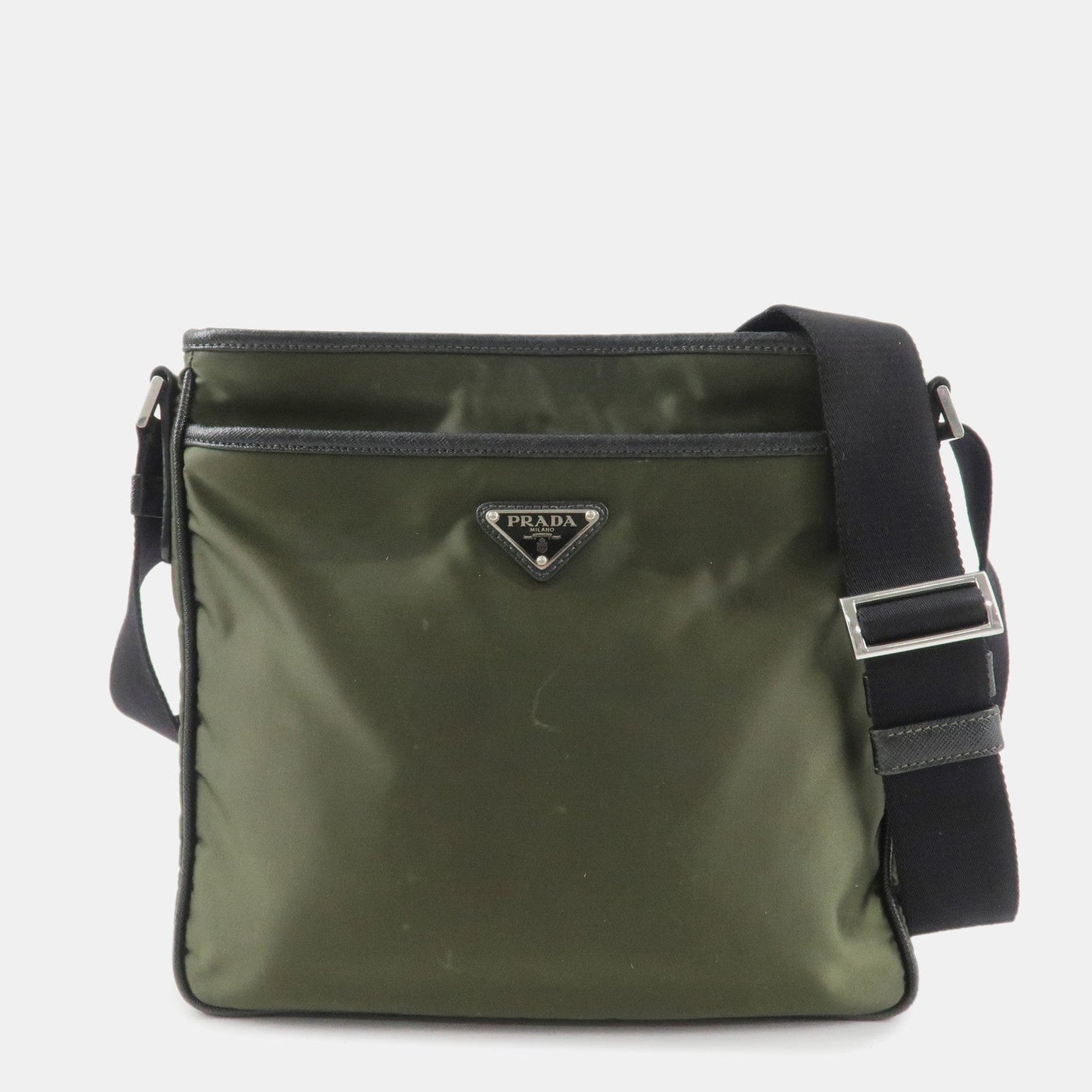 PRADA Triangle Logo TESSUTO+SAFFIAN Leather Nylon Shoulder Bag 2VH797  d