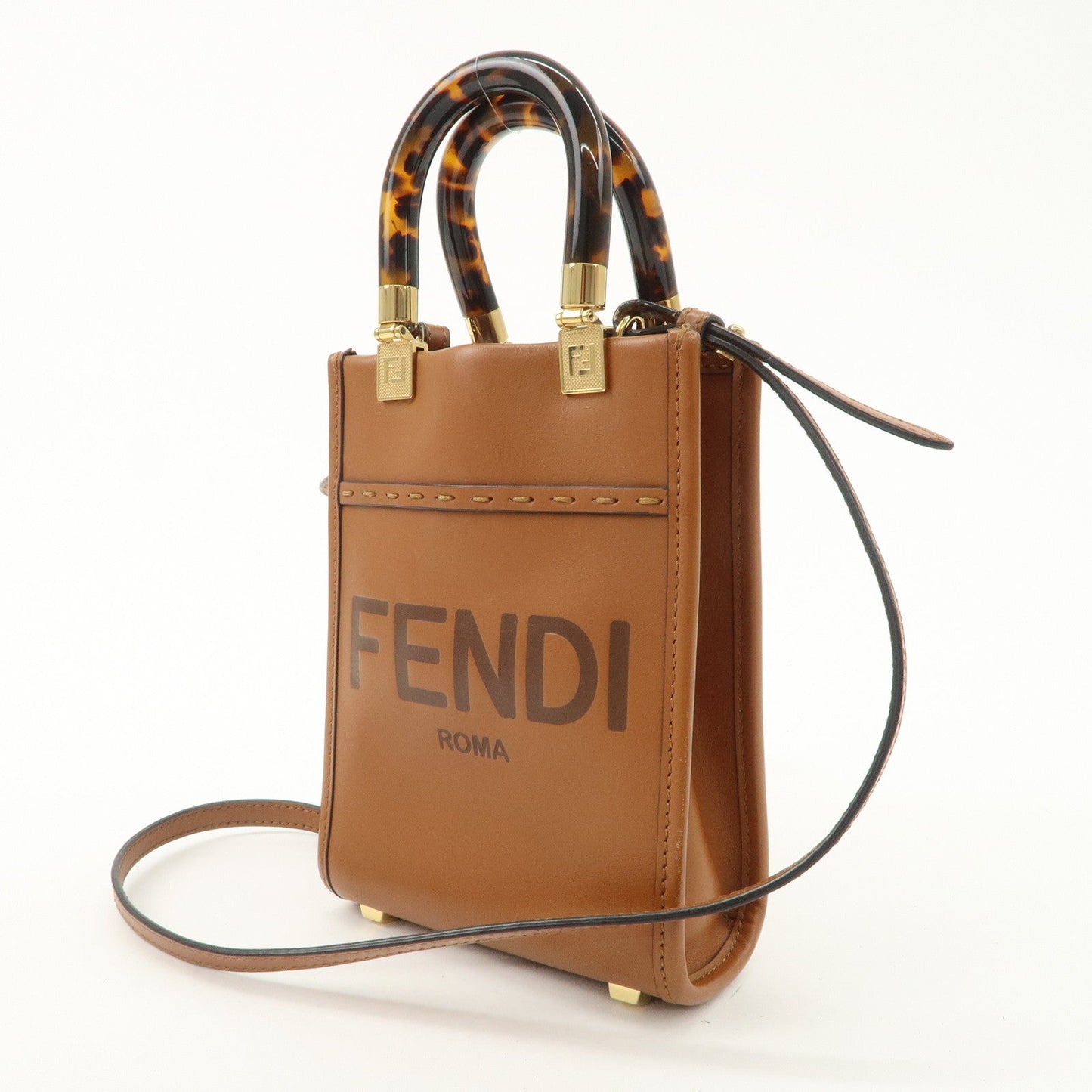 FENDI Sunshine Leather Shopper Small 2Way Bag Shoulder Bag 8BS051  d
