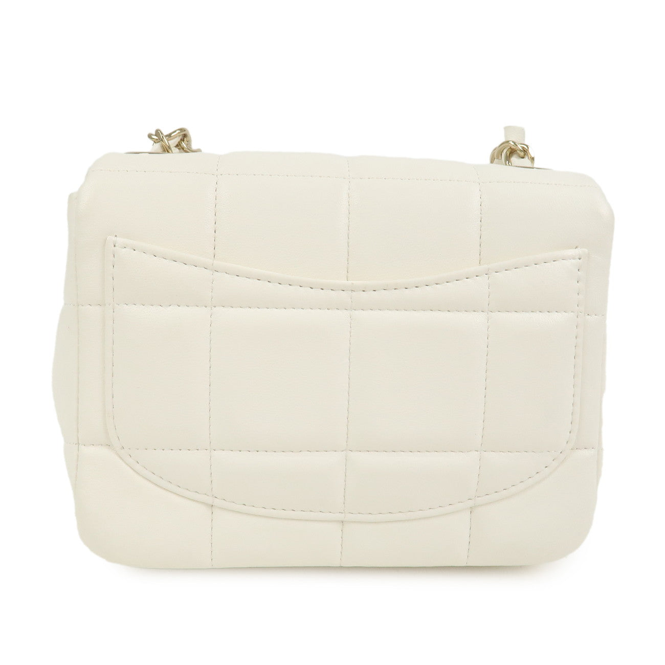 CHANEL Chocolate Bar Lamb skin White Gold -