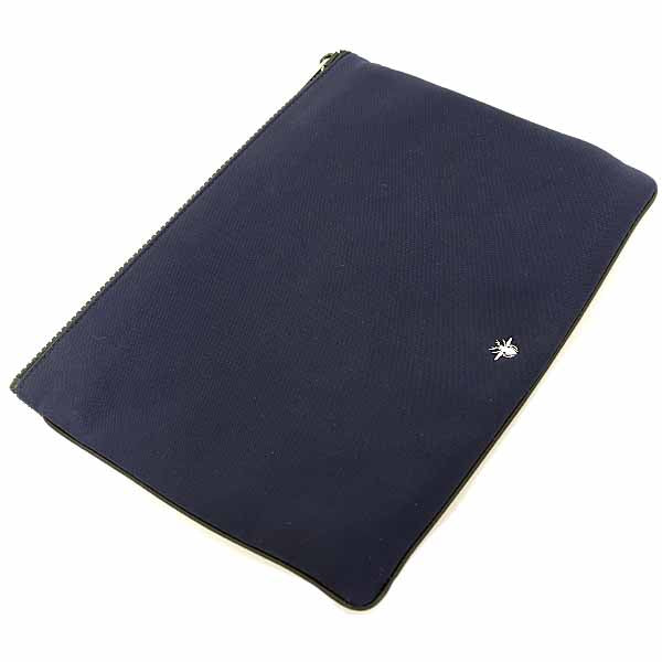 Christian Dior Pouch Nylon Navy Navy nylon pouch with bear design