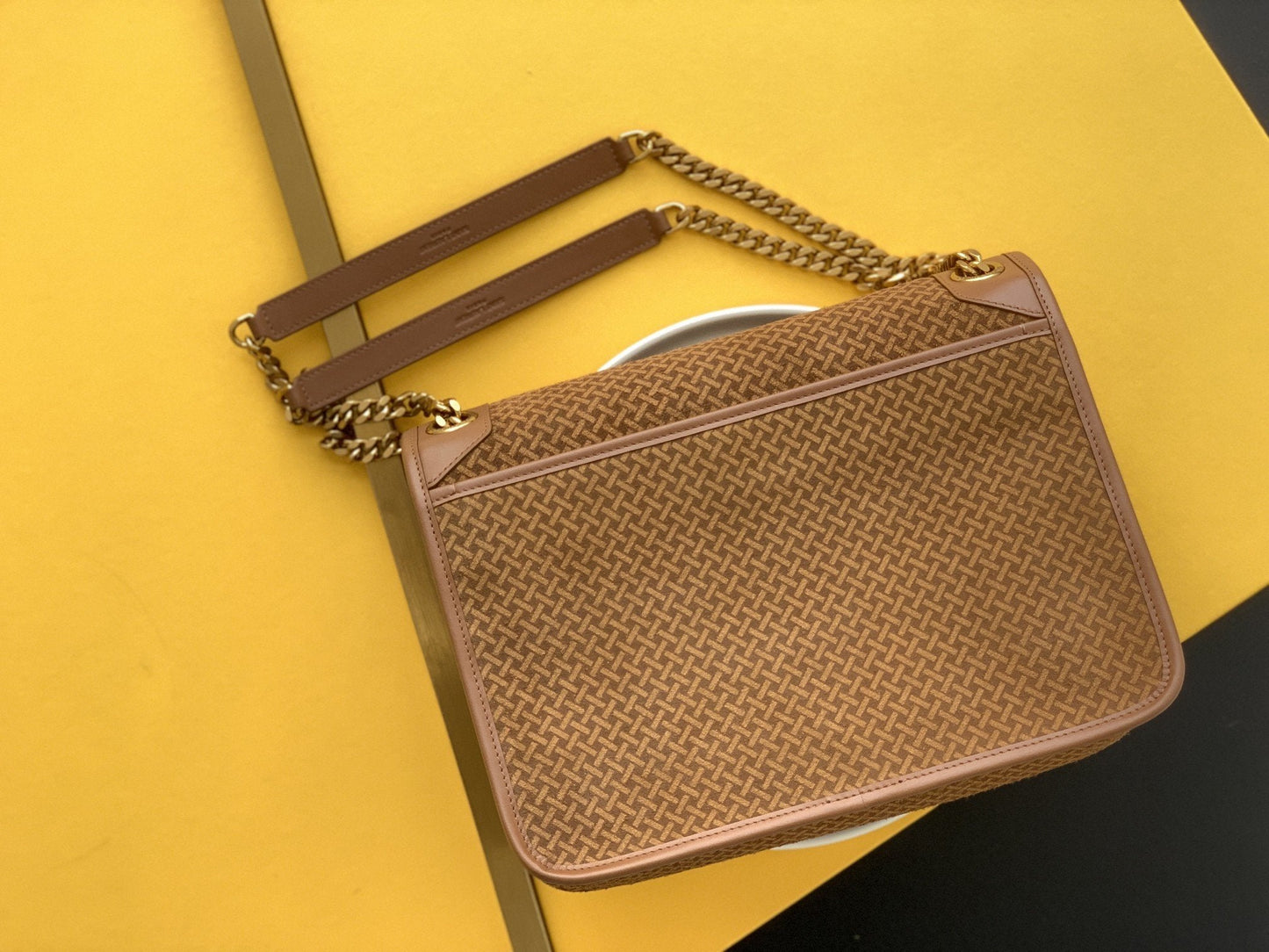 YSSL Niki Medium Chain Bag Brown In  Crinkled With Gold Toned Hardware For Women 11in/28cm YSL