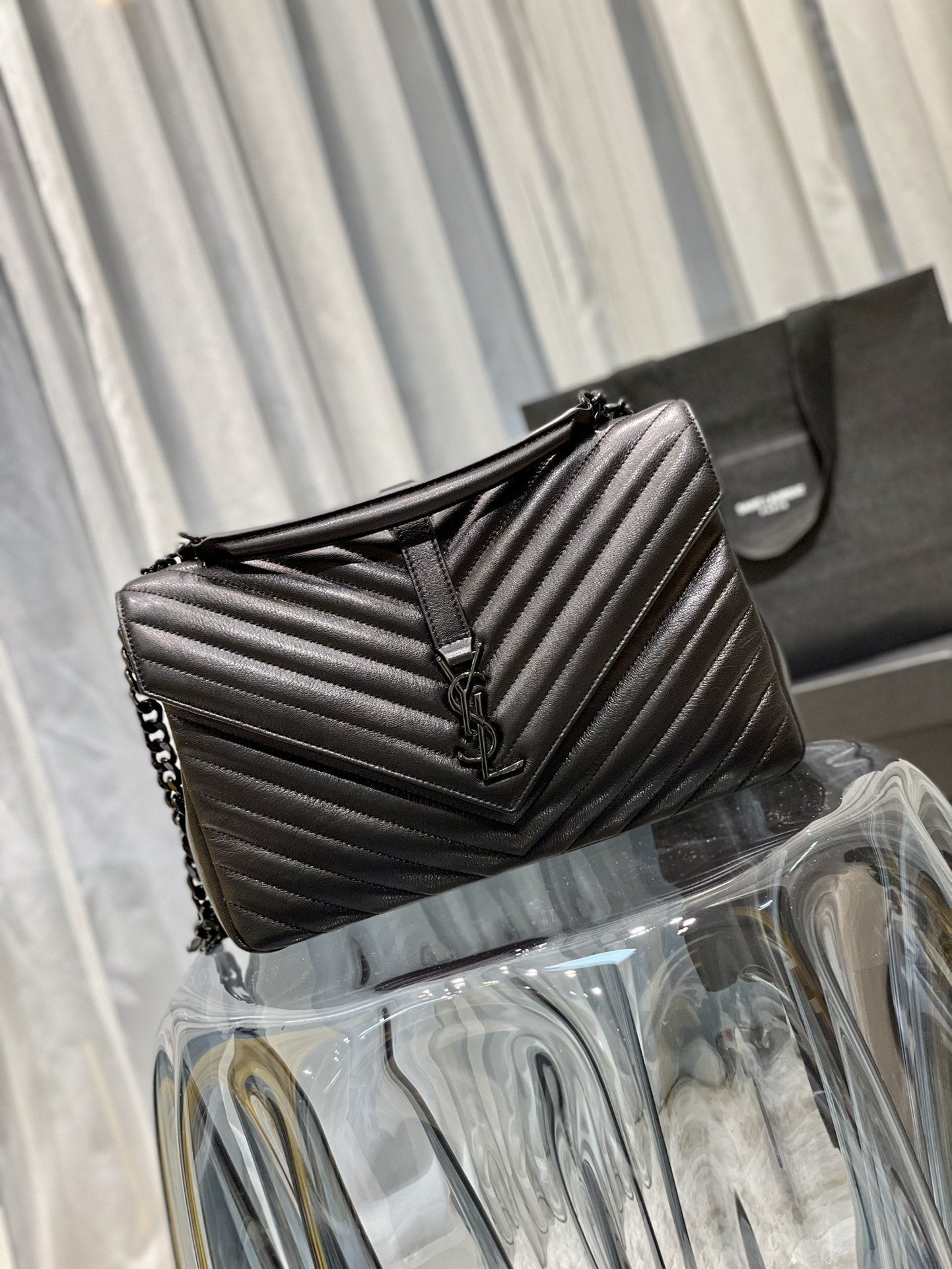 Top Quality College Large Chain Bag Black With Metal Toned Hardware For Women 12.6in/32cm YSL 600278BRM081000