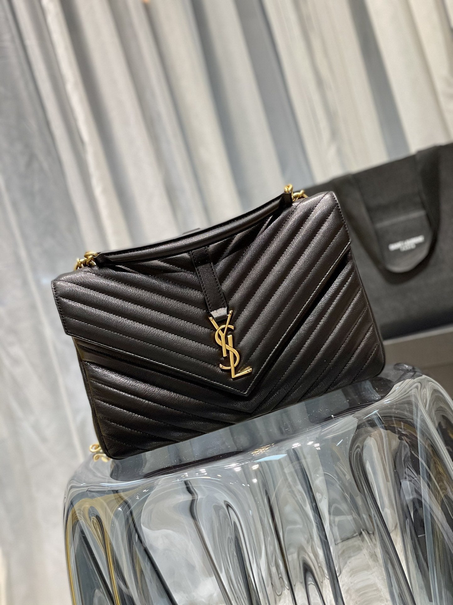 Top Quality College Large Chain Bag Black With Gold Hardware For Women 12.6in/32cm YSL 600278BRM071000