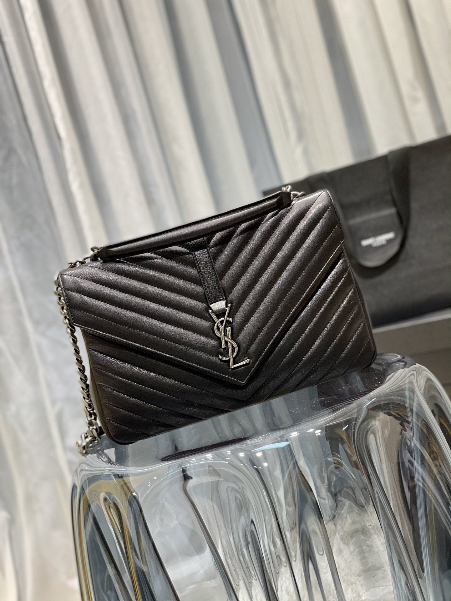 Top Quality College Large Chain Bag Black With Silver TonedHardware For Women 12.6in/32cm YSL 600278BRM041000