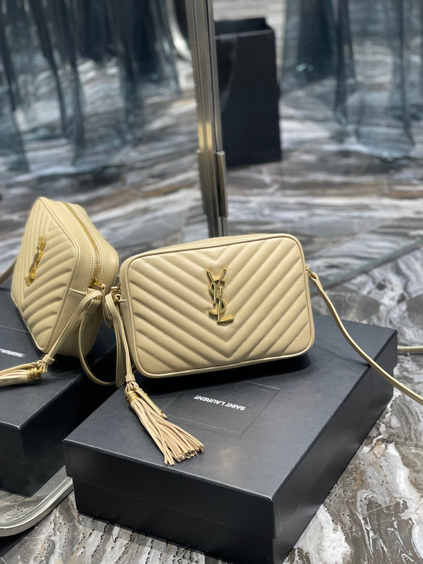 Top Quality Lou Camera Bag Beige With Gold Toned Hardware For Women 9in/23cm YSL 612544DV7072721