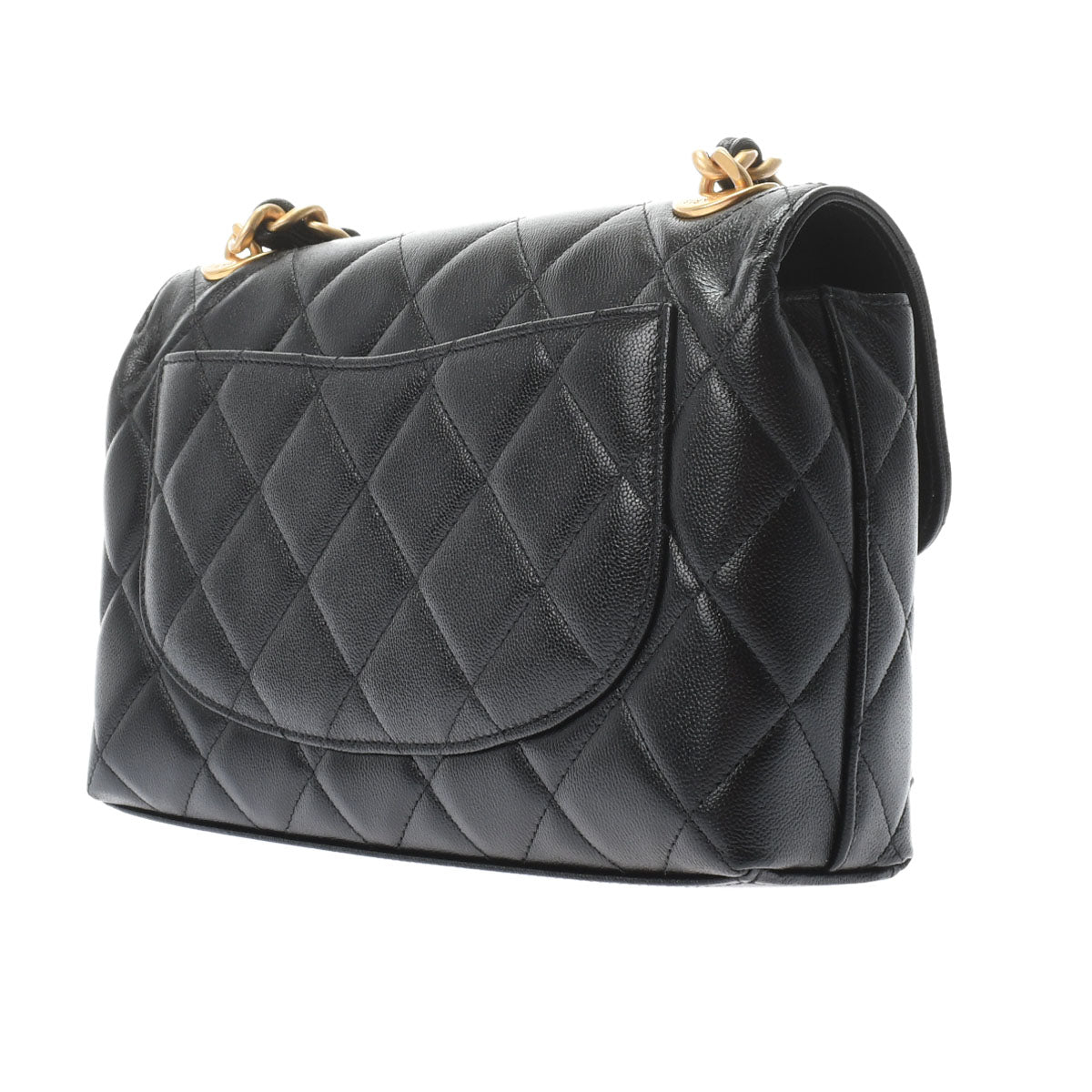 Chanel Flap Bag Black/Gold Hardware Grained Calfskin Women's Shoulder Bag