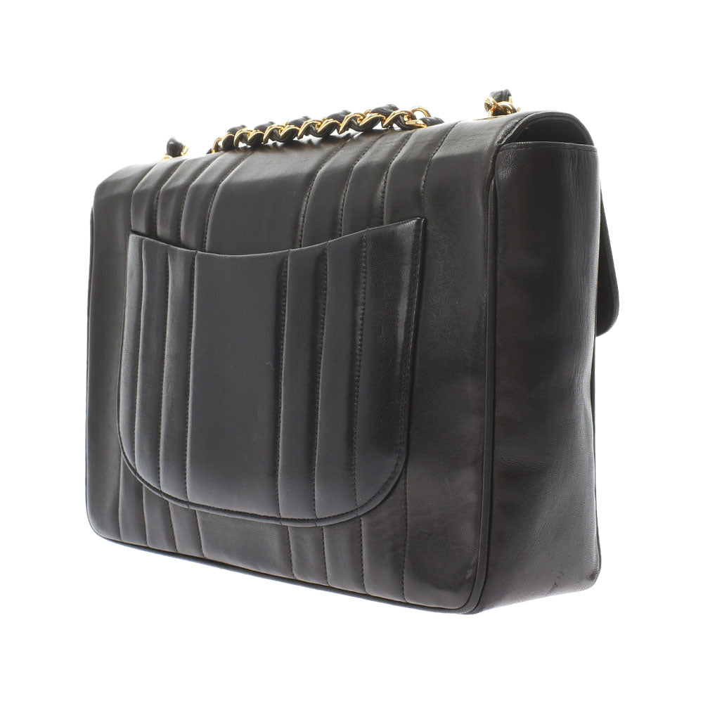 Chanel Mademoiselle Deca Matelasse Chain Shoulder 30cm Black Gold Hardware Lambskin Shoulder Bag
