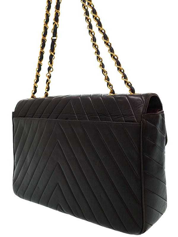 Chanel V Stitch Chain Shoulder Bag Black