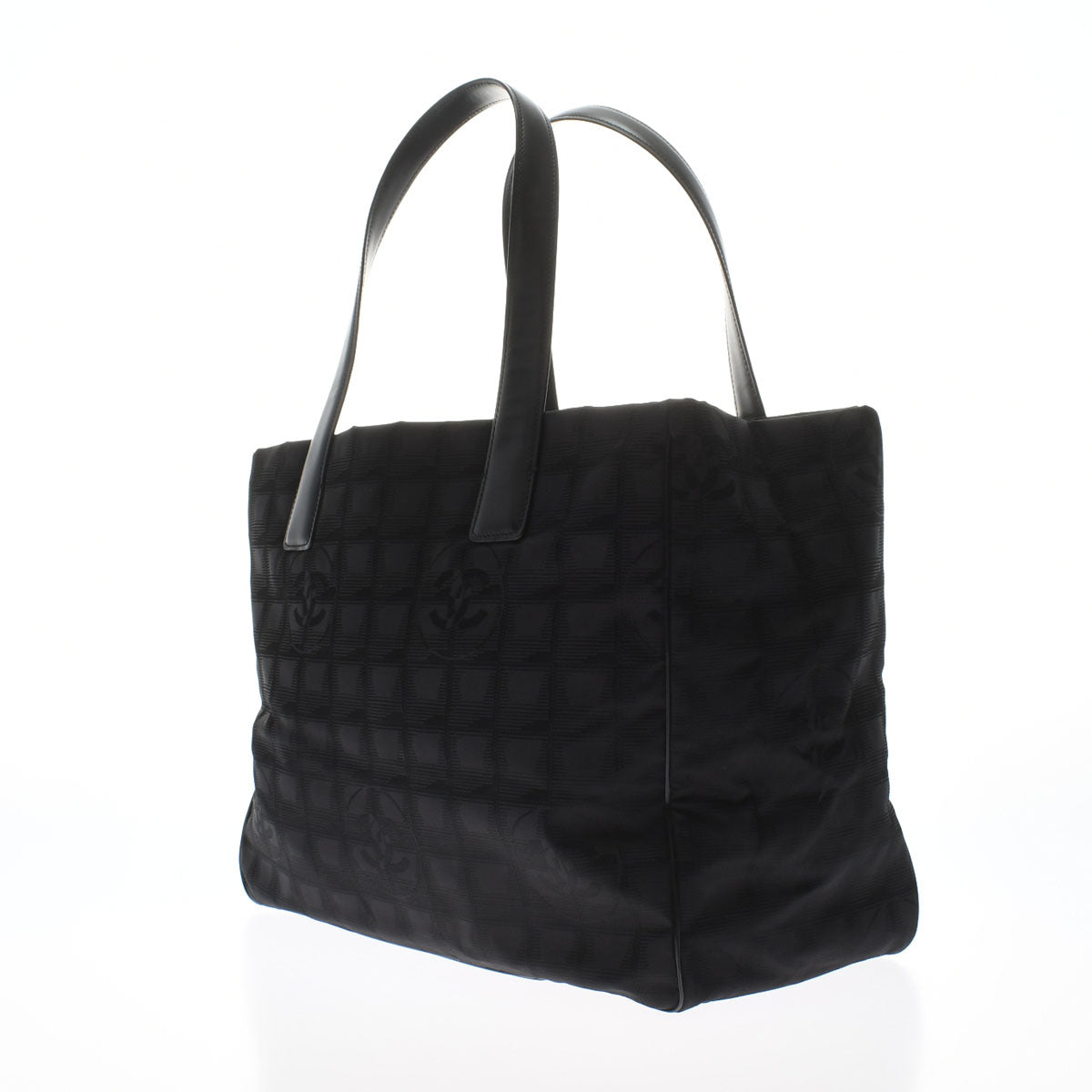 Chanel New Travel Line Tote MM Black Gold Hardware Nylon Leather Tote Bag