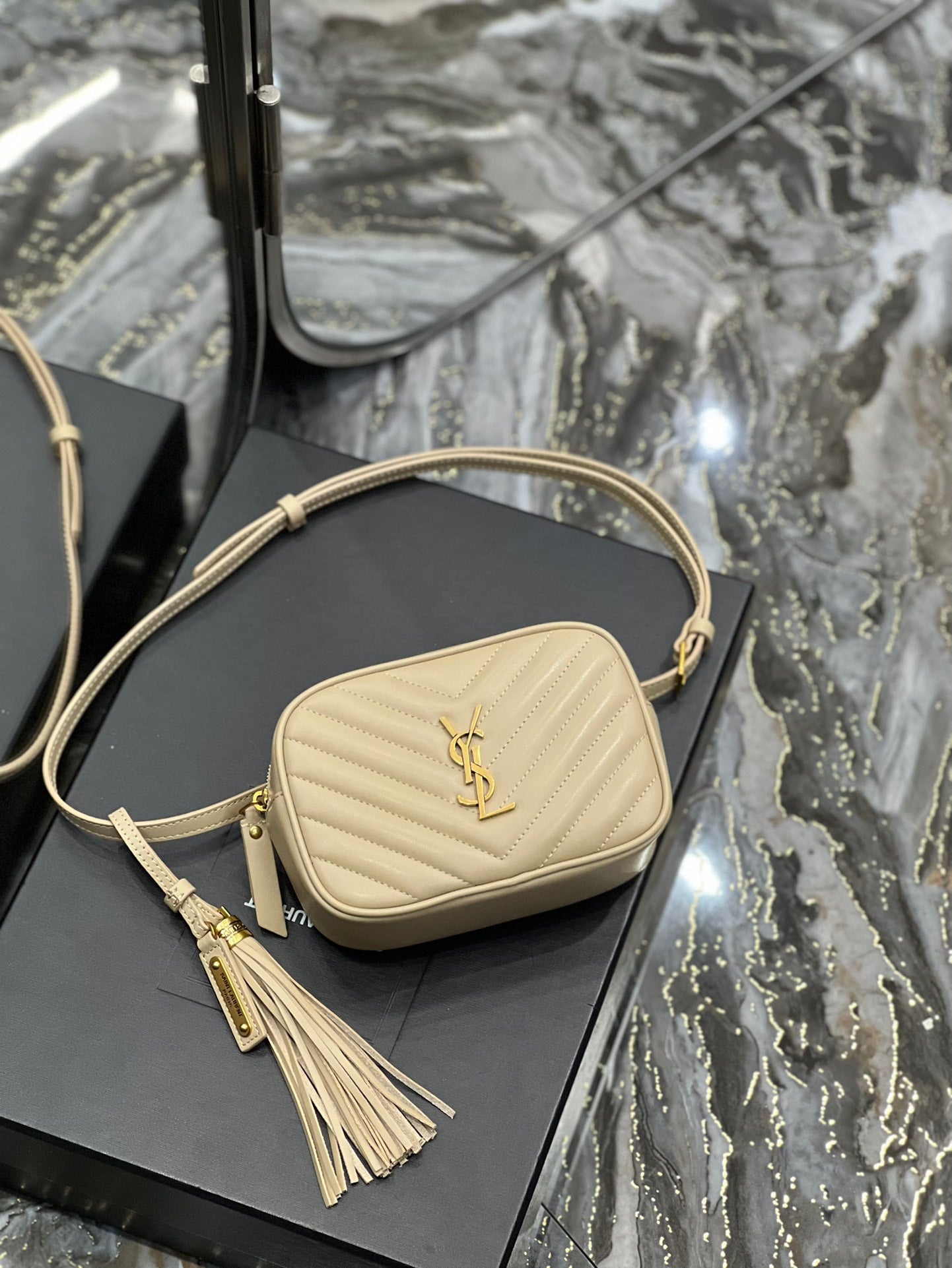 Top Quality Lou Belt Bag Beige In Matelassé Gold Toned Hardware For Women 6.1in/15cm YSL 614031DV7072721