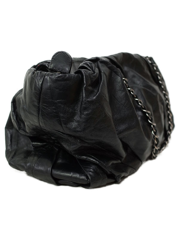 Chanel Cocomark Gathered Chain Shoulder Bag Black
