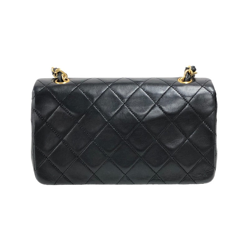 Chanel Matelasse Gold Lambskin Shoulder Bag Black