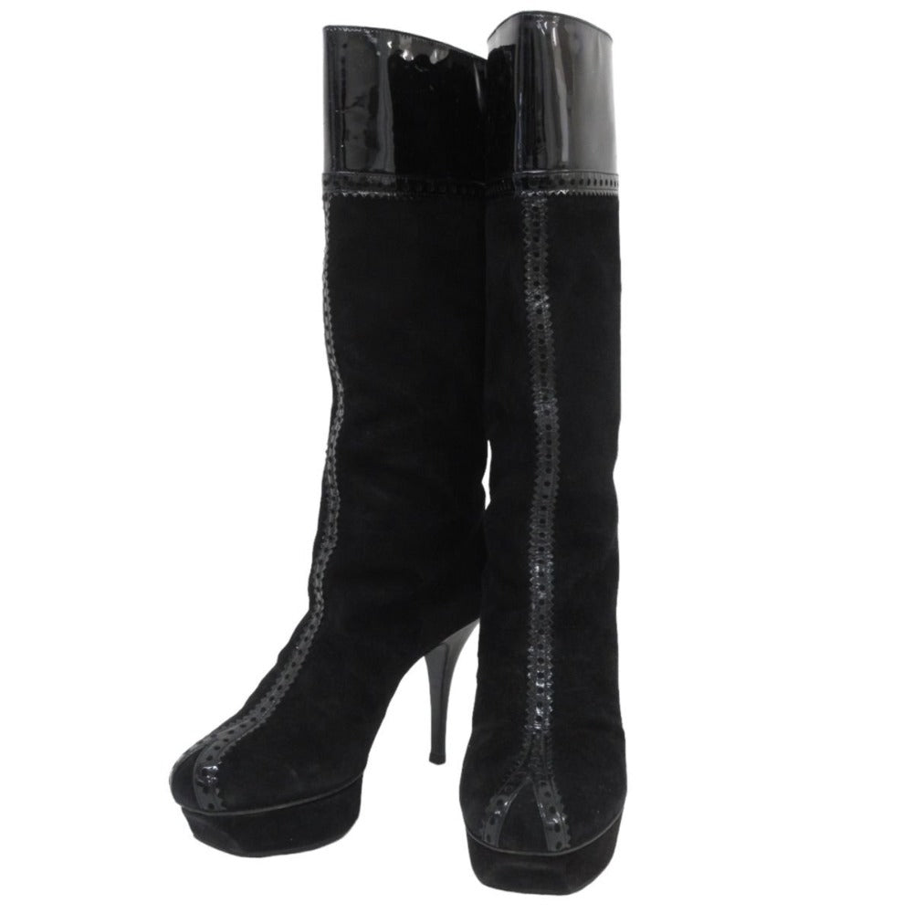 Yves Saint Laurent Suede Enamel Long Boots