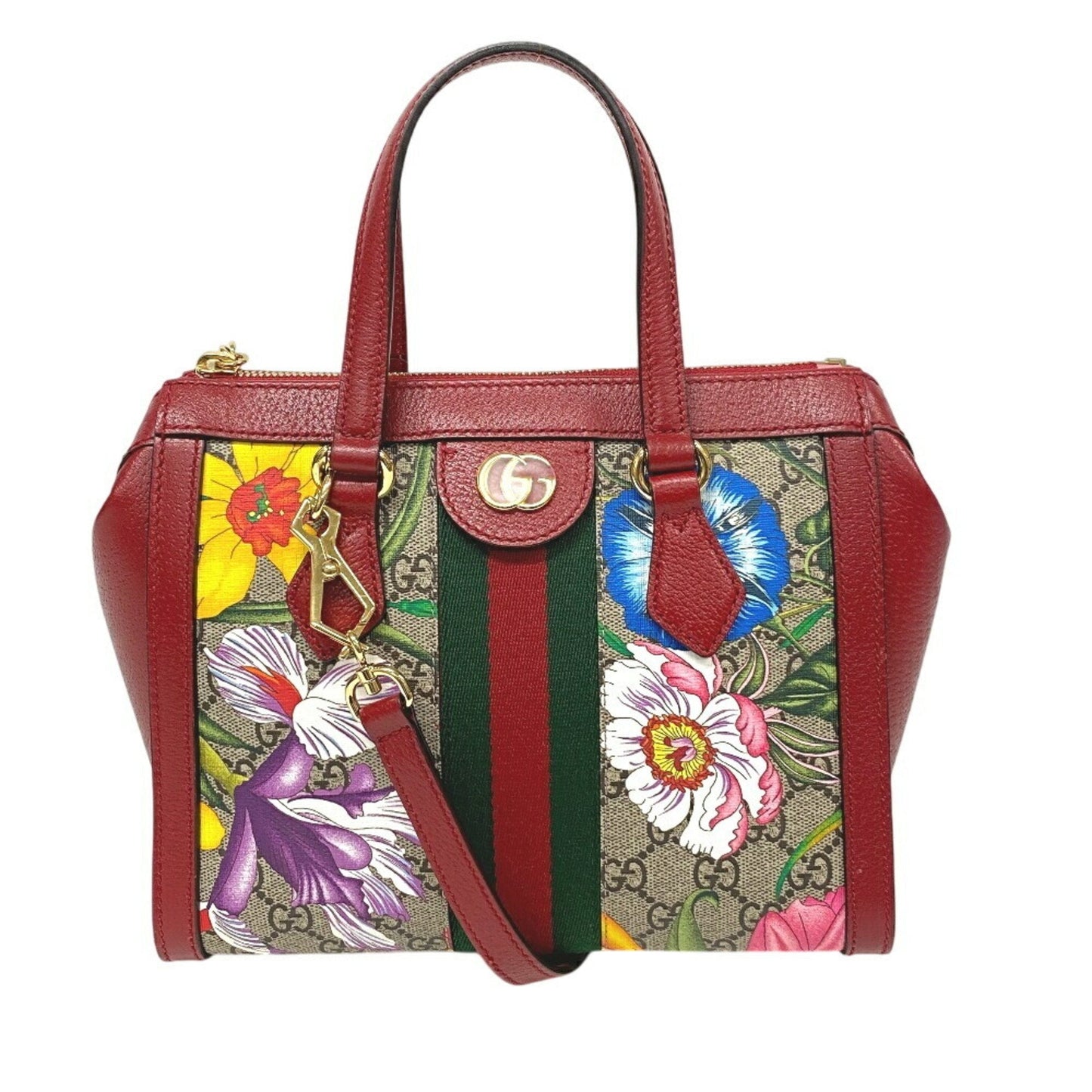 Gucci Beige Red Color Leather Pvc Handbag Shoulder Bag