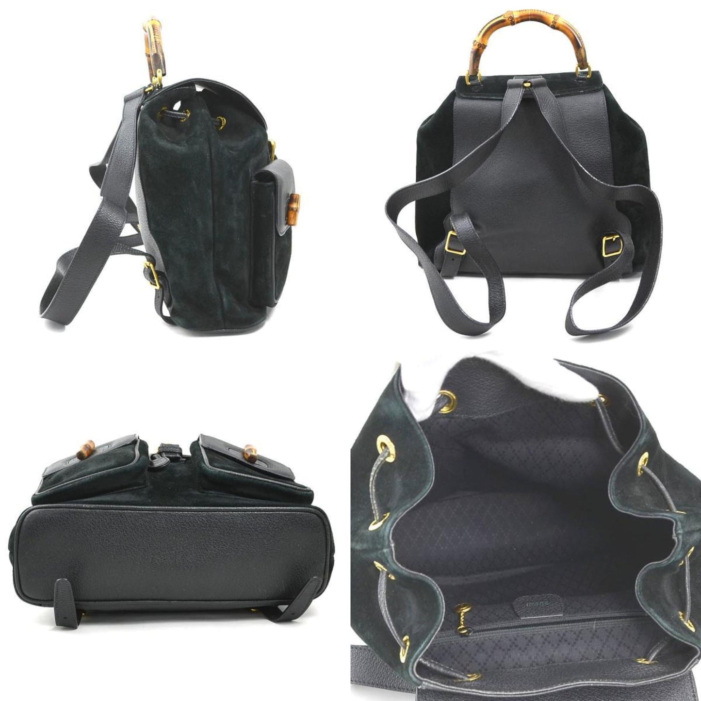 Gucci Black Suede Leather Backpack ( )