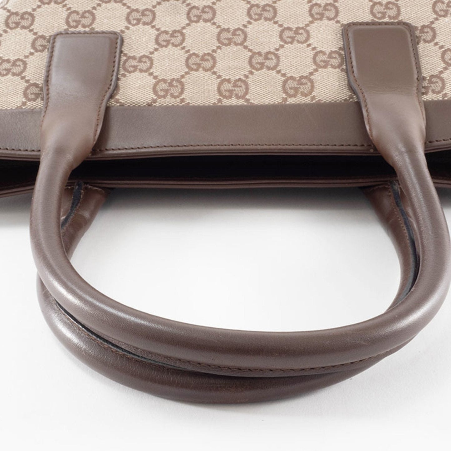 Gucci Gg Canvas Beige Brown Gg Canvas Leather Tote Bag ( )