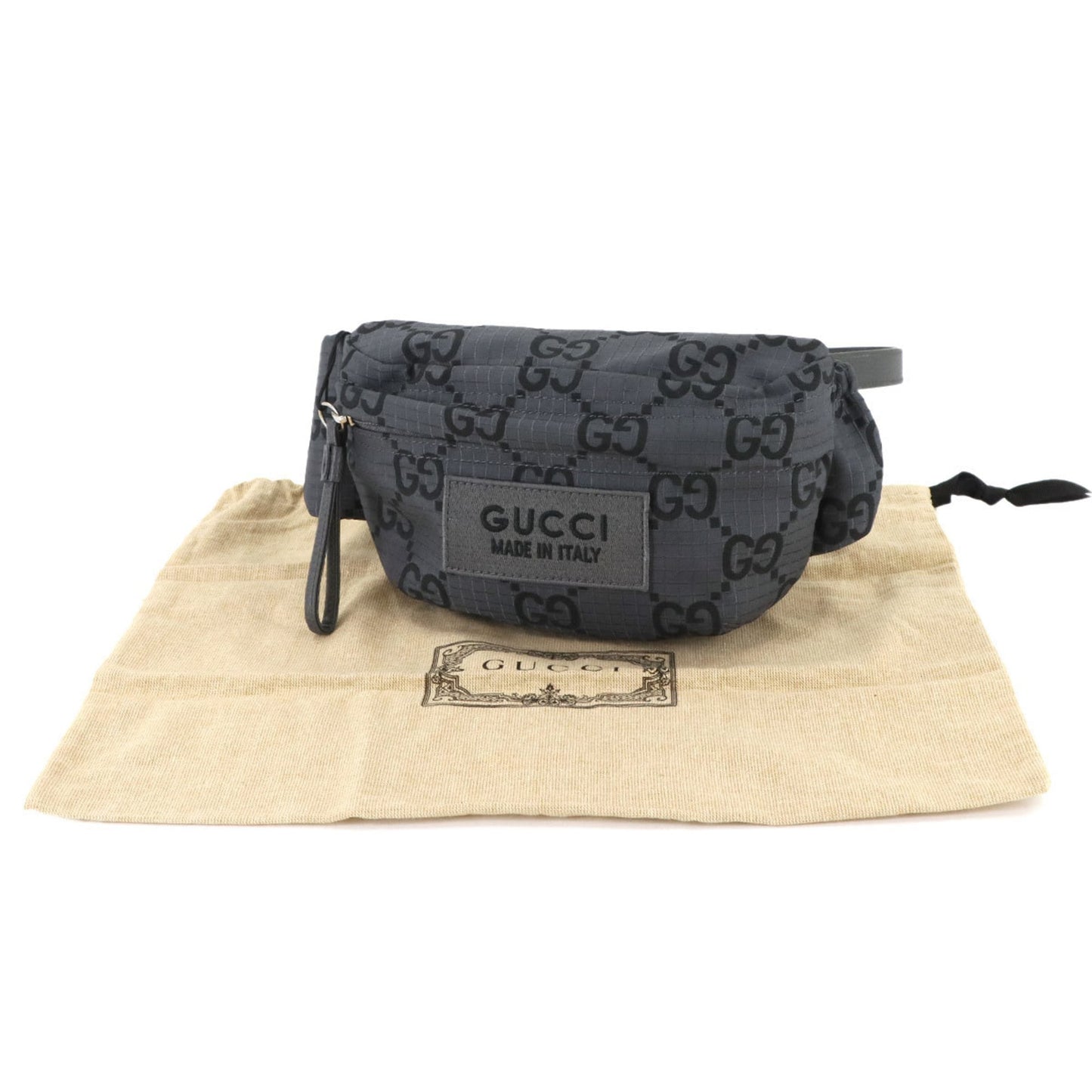Gucci Gray Polyester Leather Fanny Pack Sling Bag ( )