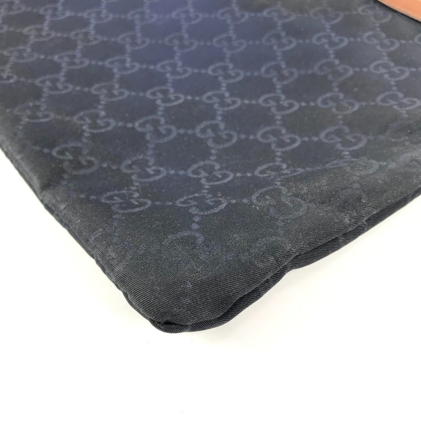 Gucci Navy Leather Nylon Clutch Bag ( )