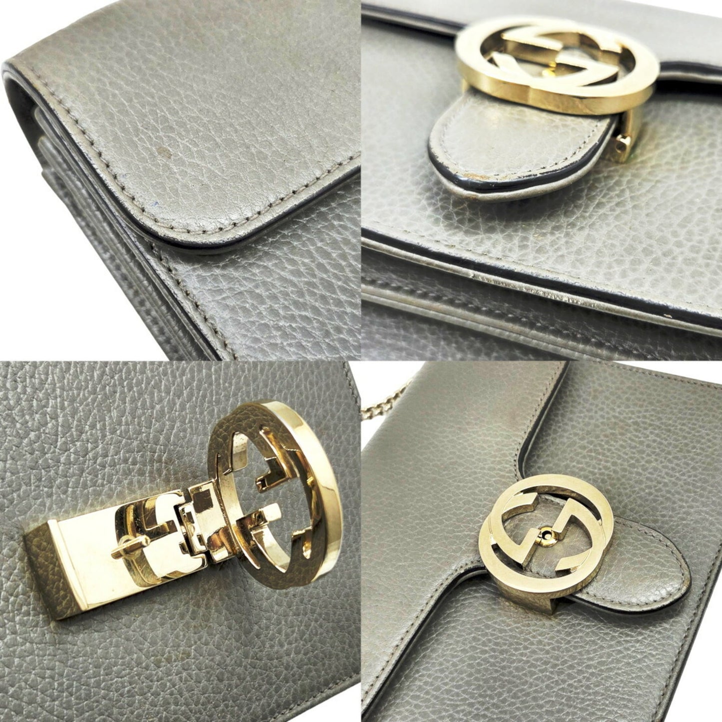 Gucci Gray Leather Shoulder Bag ( )