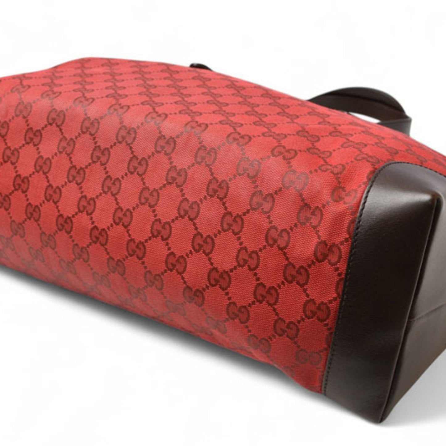 Gucci Dark Red Red Color Coated Canvas Shoulder Bag Tote Bag ( )