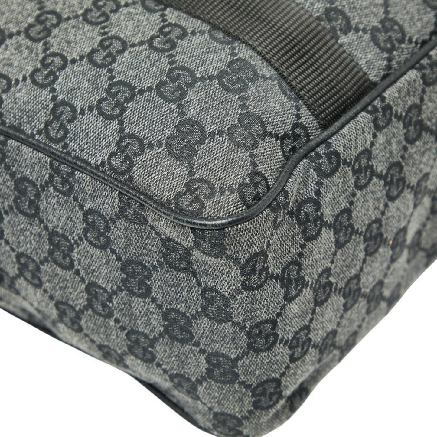 Gucci Black Gray Canvas Leather Handbag ( )