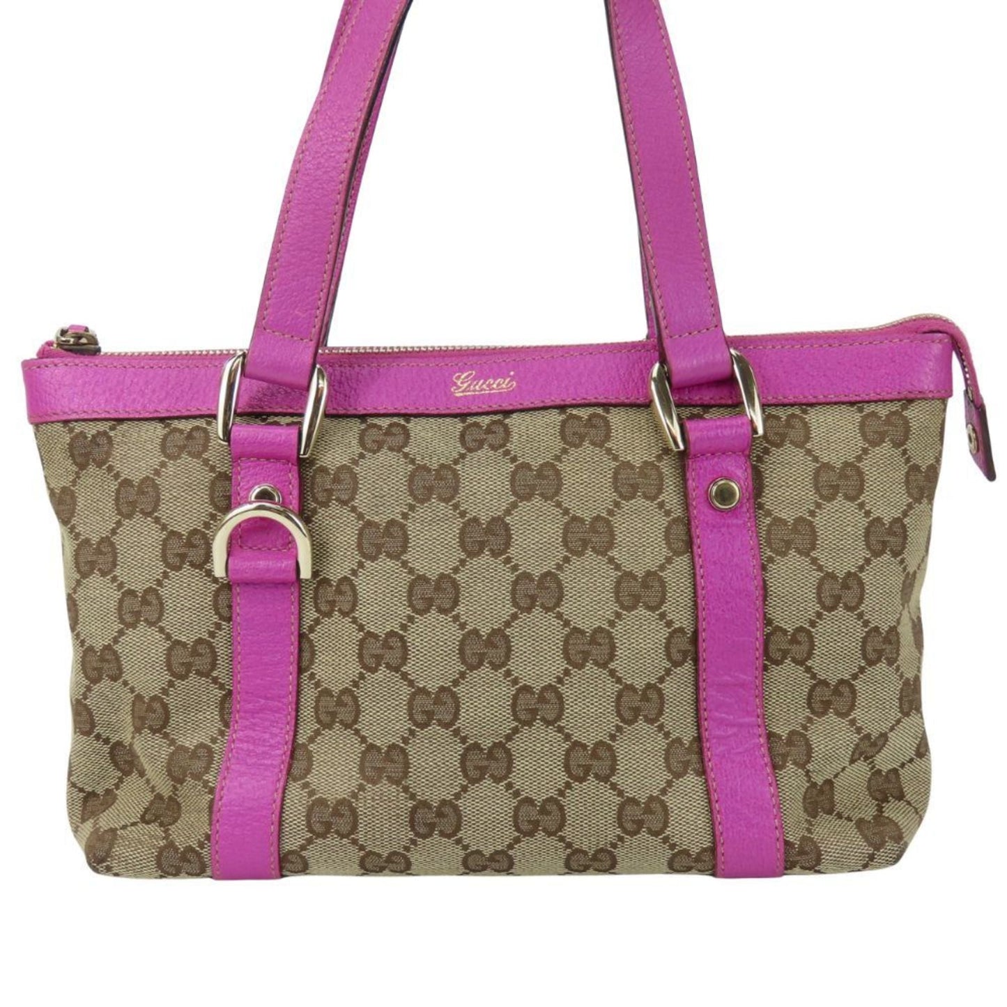 Gucci Gg Canvas Beige Purple Gg Canvas Leather Handbag ( )