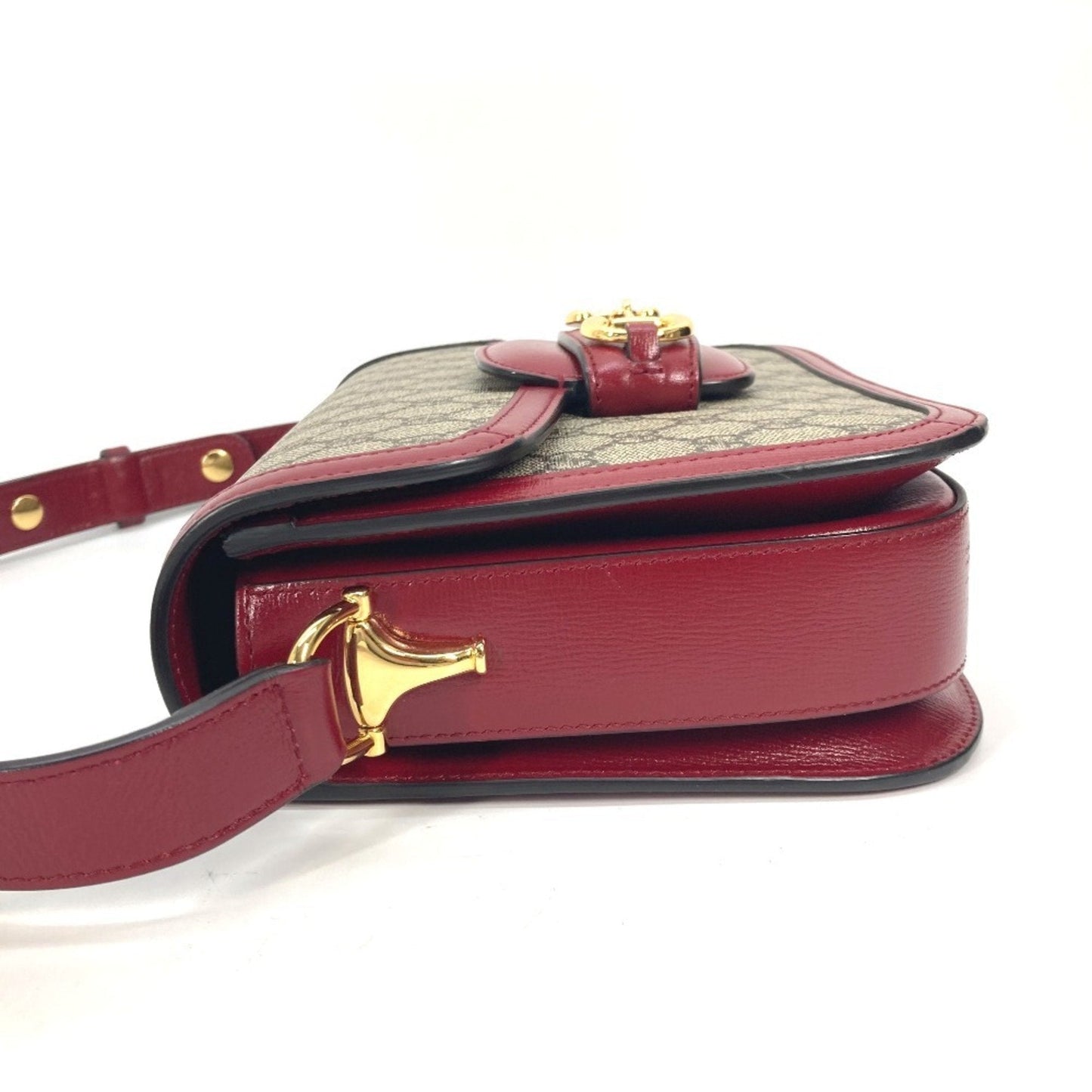 Gucci Beige Red Color Gg Supreme Leather Shoulder Bag ( )