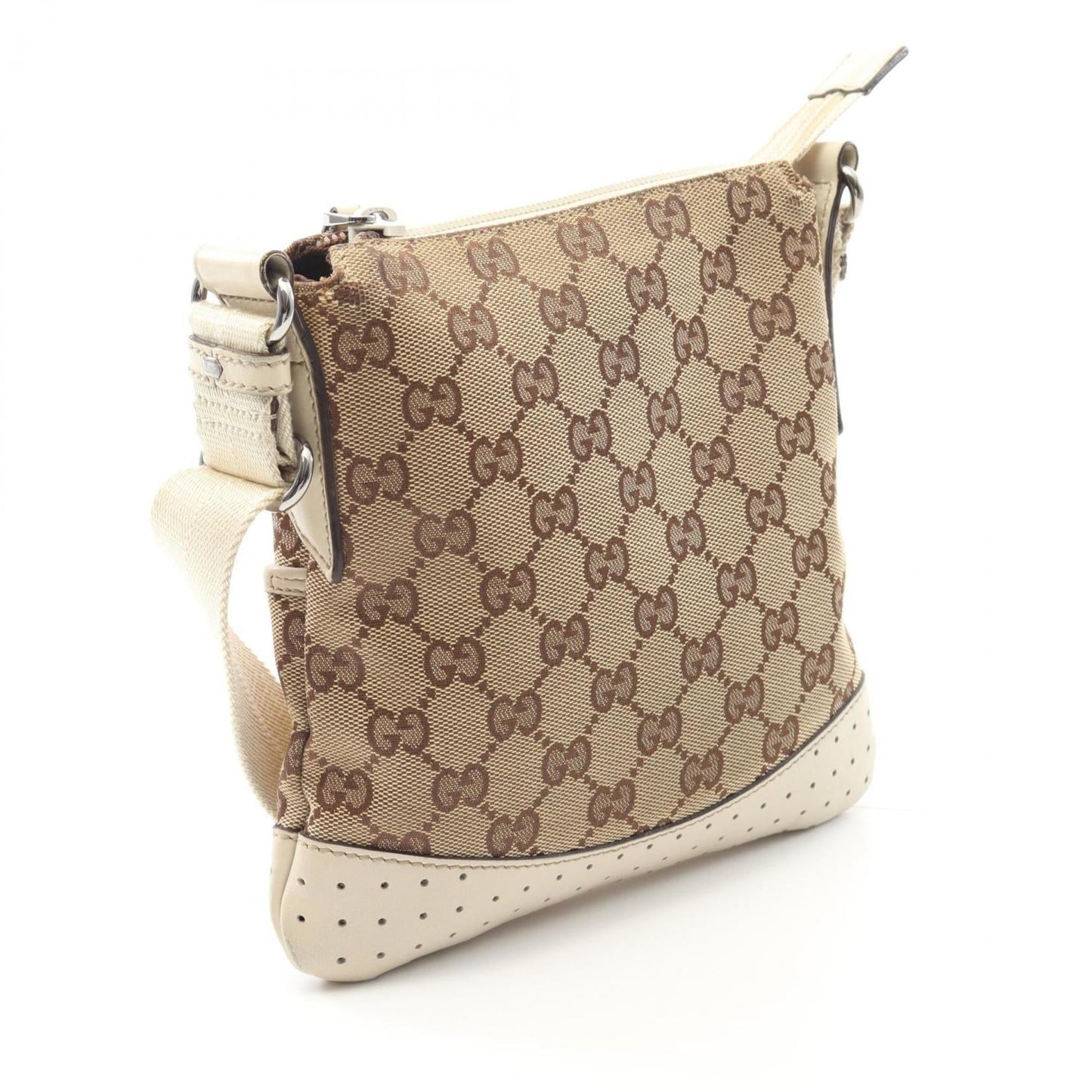 Gucci Gg Canvas Beige White Gg Canvas Leather Shoulder Bag ( )