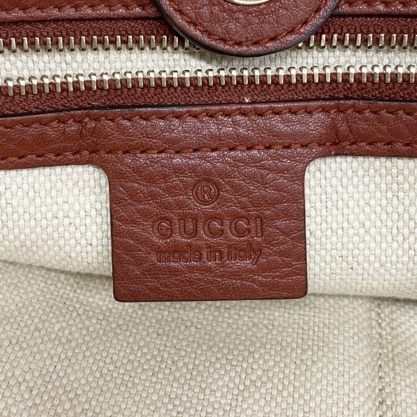 Gucci Beige Red Color Canvas Tote Bag ( )