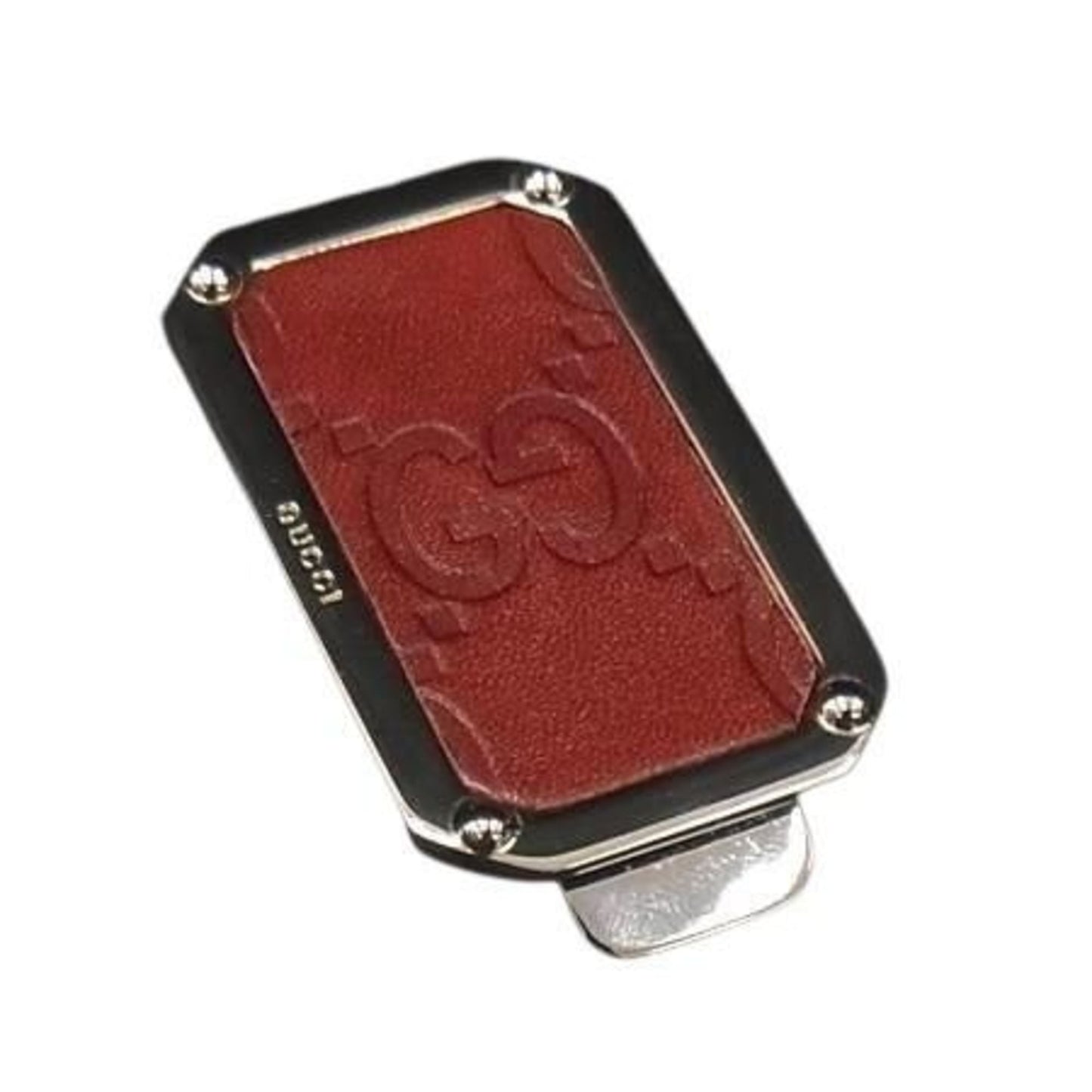 Gucci Silver Brown Leather Metal Money Clip ( )