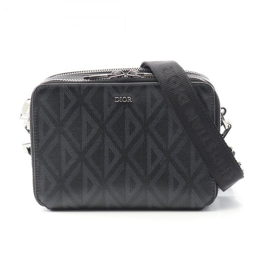 Christian Dior Black Gray Pvc Coated Canvas Leather Messenger Bag Shoulder Bag ()