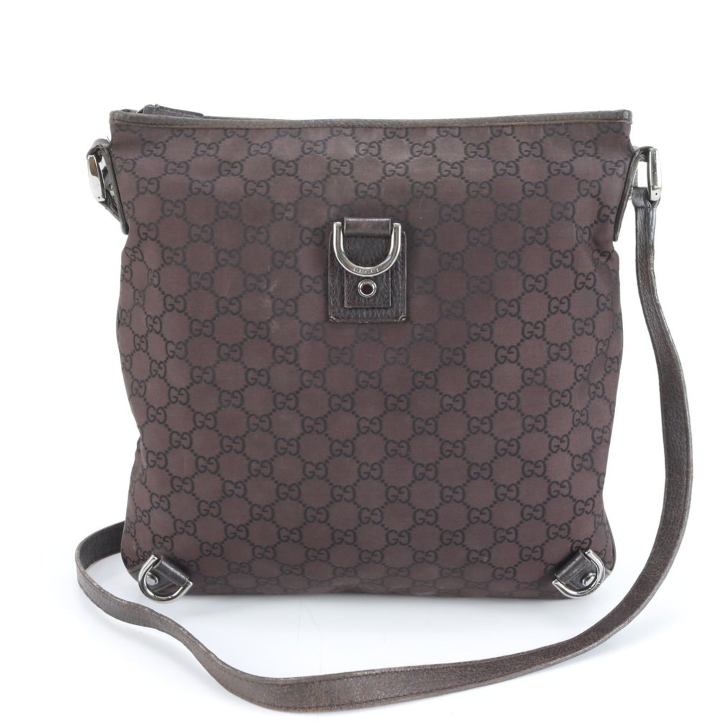 Gucci Brown Leather Canvas Shoulder Bag ( )