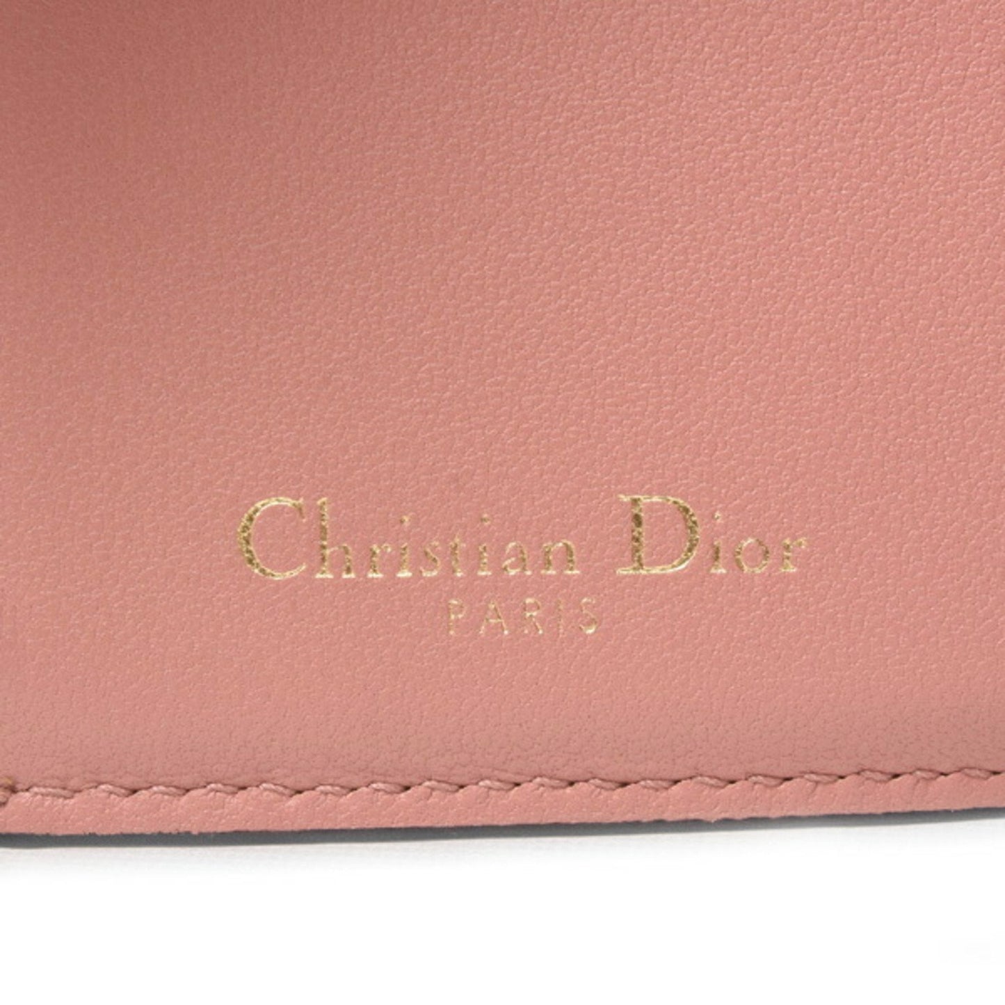 Christian Dior Pink Beige Leather Wallet (Tri-Fold) ()