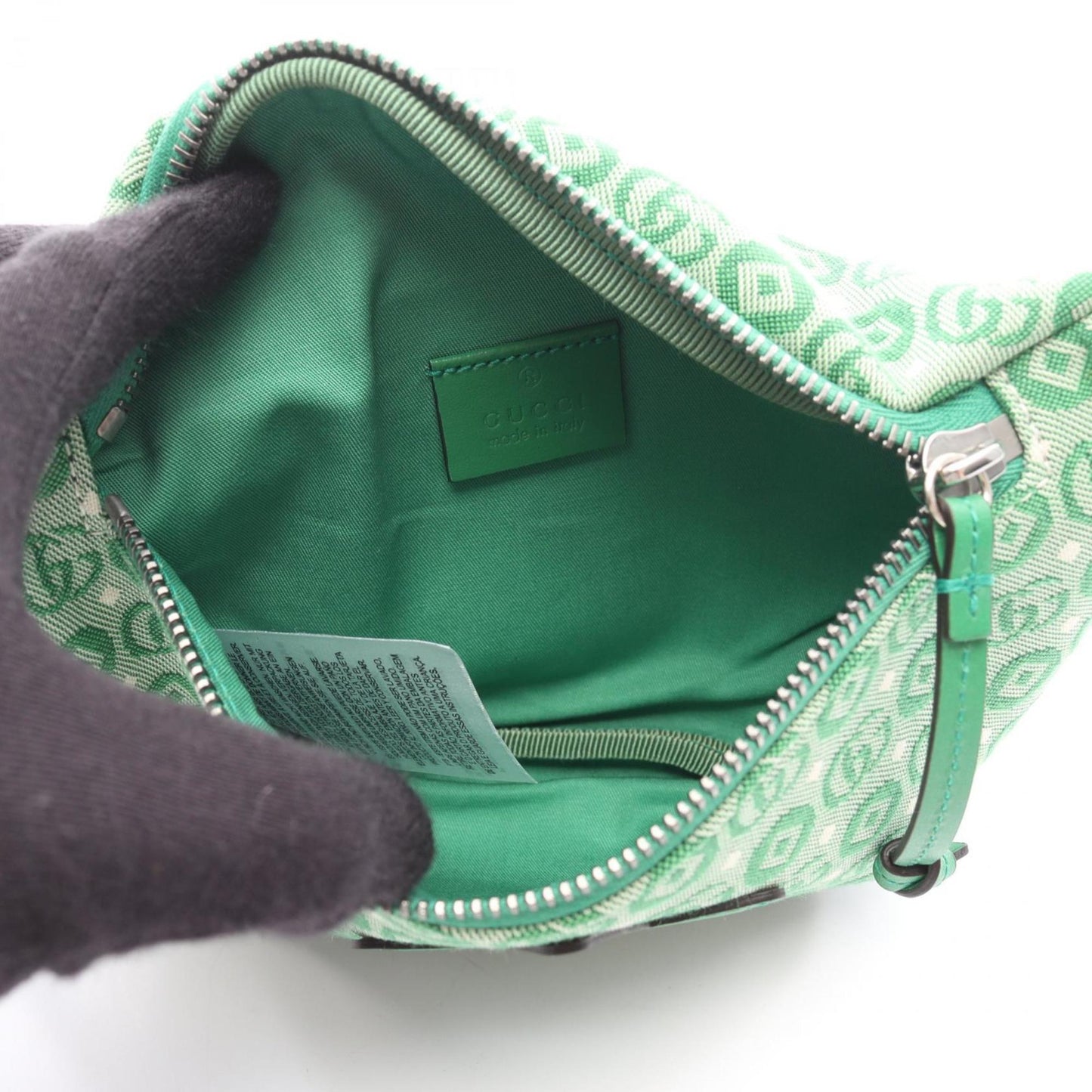 Gucci Green White Canvas Leather Fanny Pack ( )