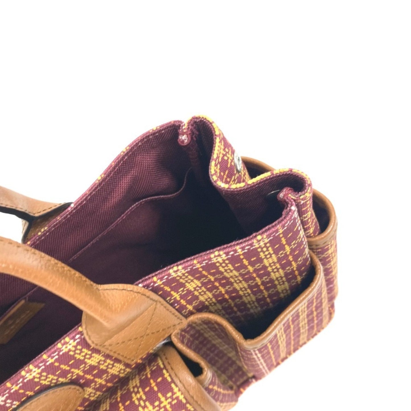 Gucci Bordeaux Brown Canvas Leather Handbag Tote Bag ( )