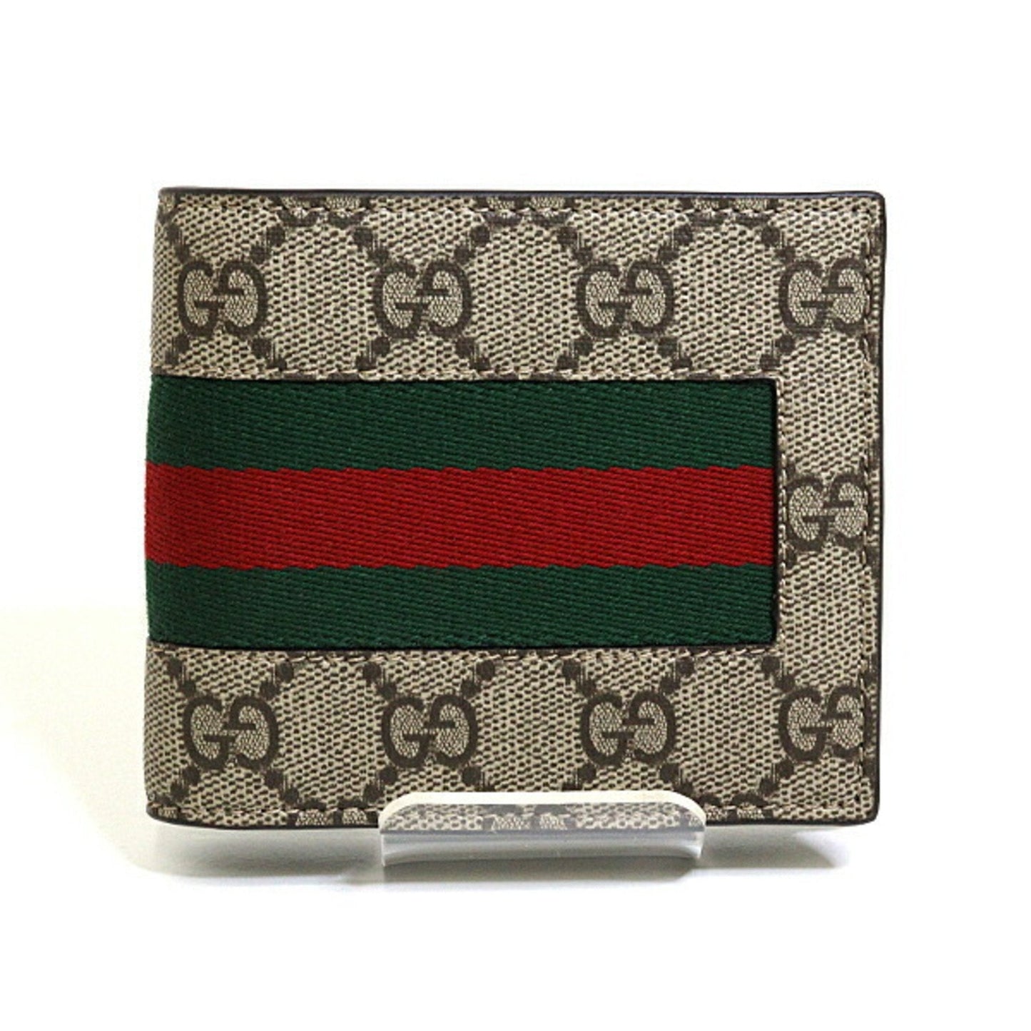Gucci Beige Green Red Color Gg Supreme Leather Wallet (Bi-Fold) ( )