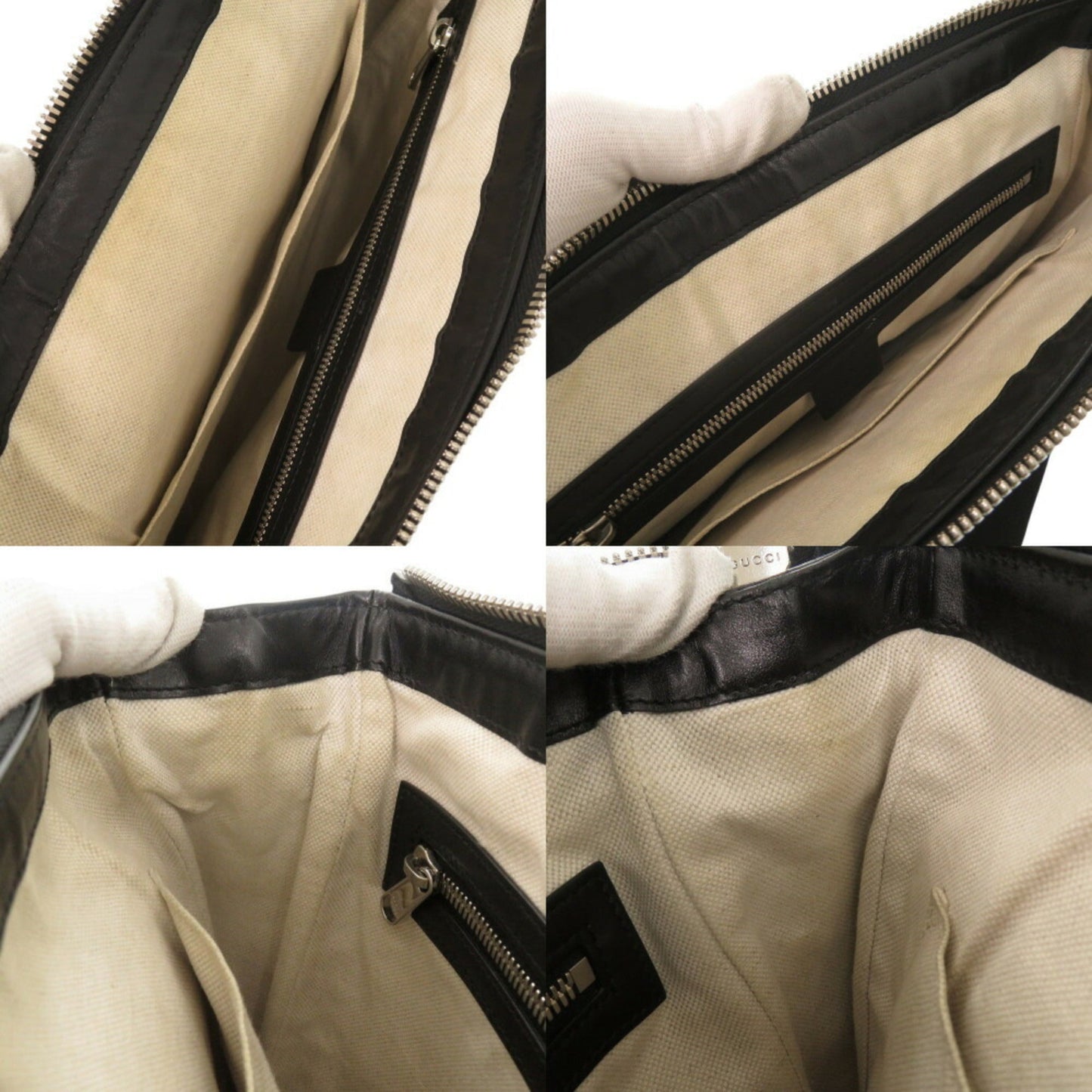 Gucci Black Gg Leather Embossed Leather Messenger Bag Shoulder Bag ( )