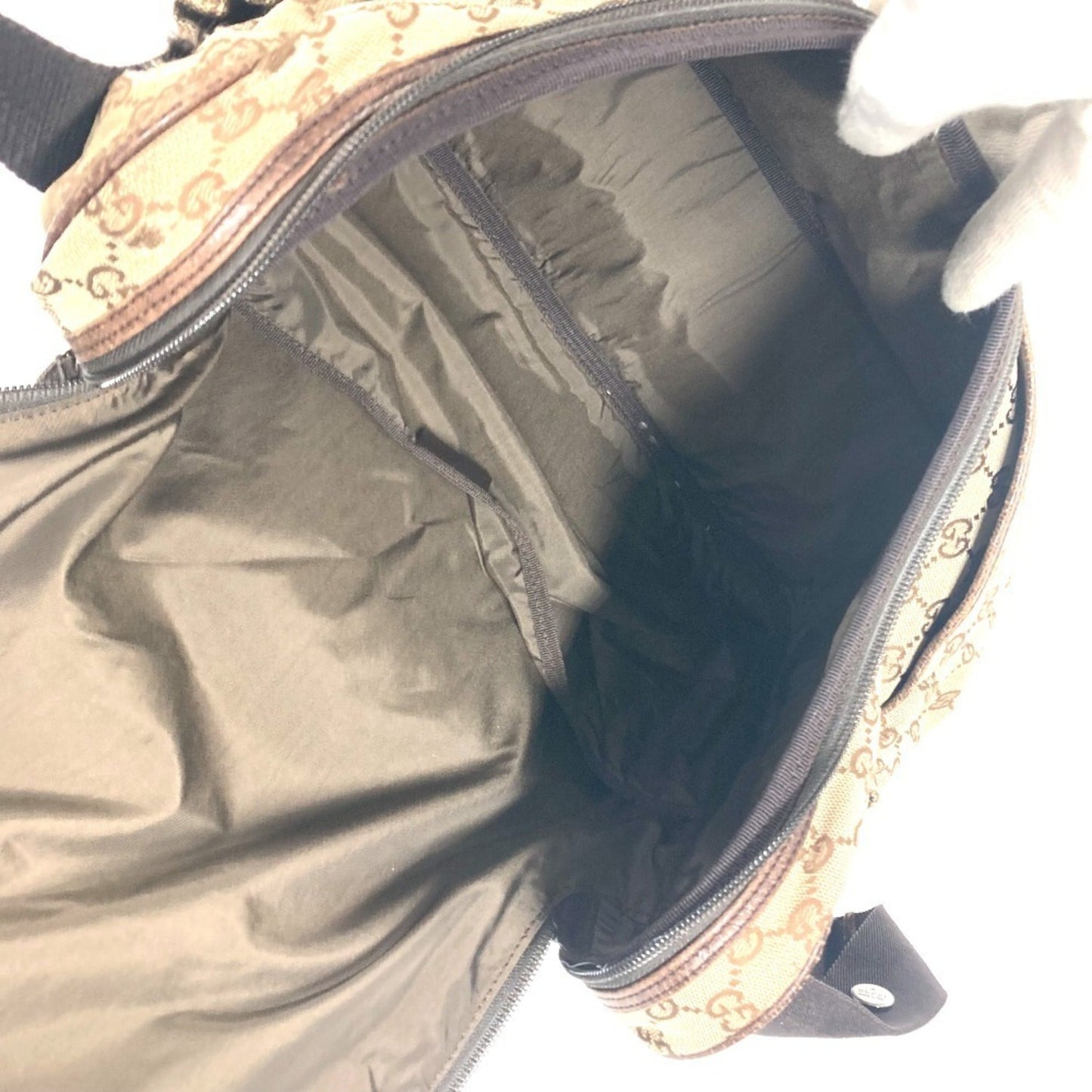 Gucci Gg Canvas Beige Dark Brown Gg Canvas Leather Shoulder Bag ( )