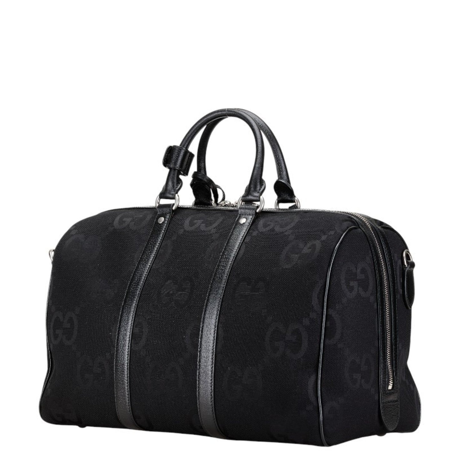 Gucci Black Canvas Leather Boston Bag Eco-Bag Pouch Shoulder Bag