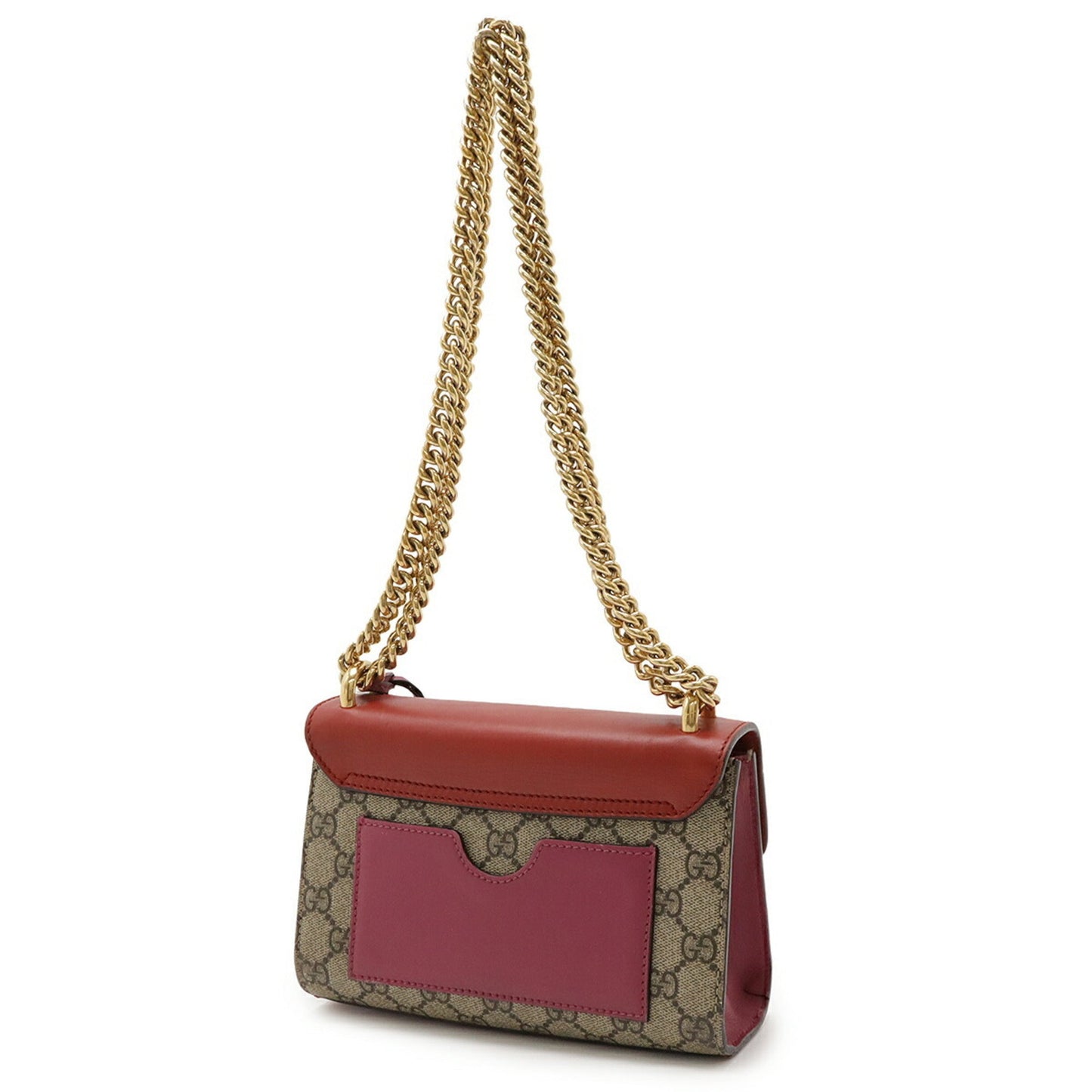 Gucci Beige Pink Red Color Gg Supreme Leather Shoulder Bag ( )