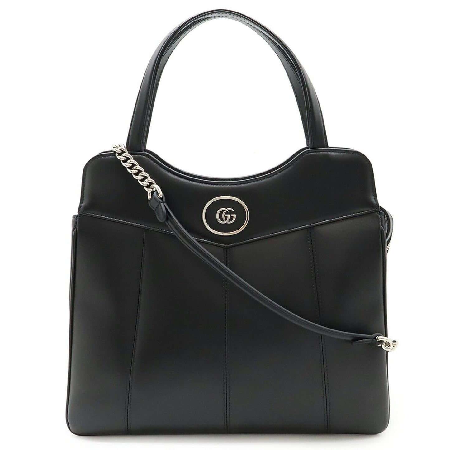 Gucci Black Leather Handbag Shoulder Bag Tote Bag ( )