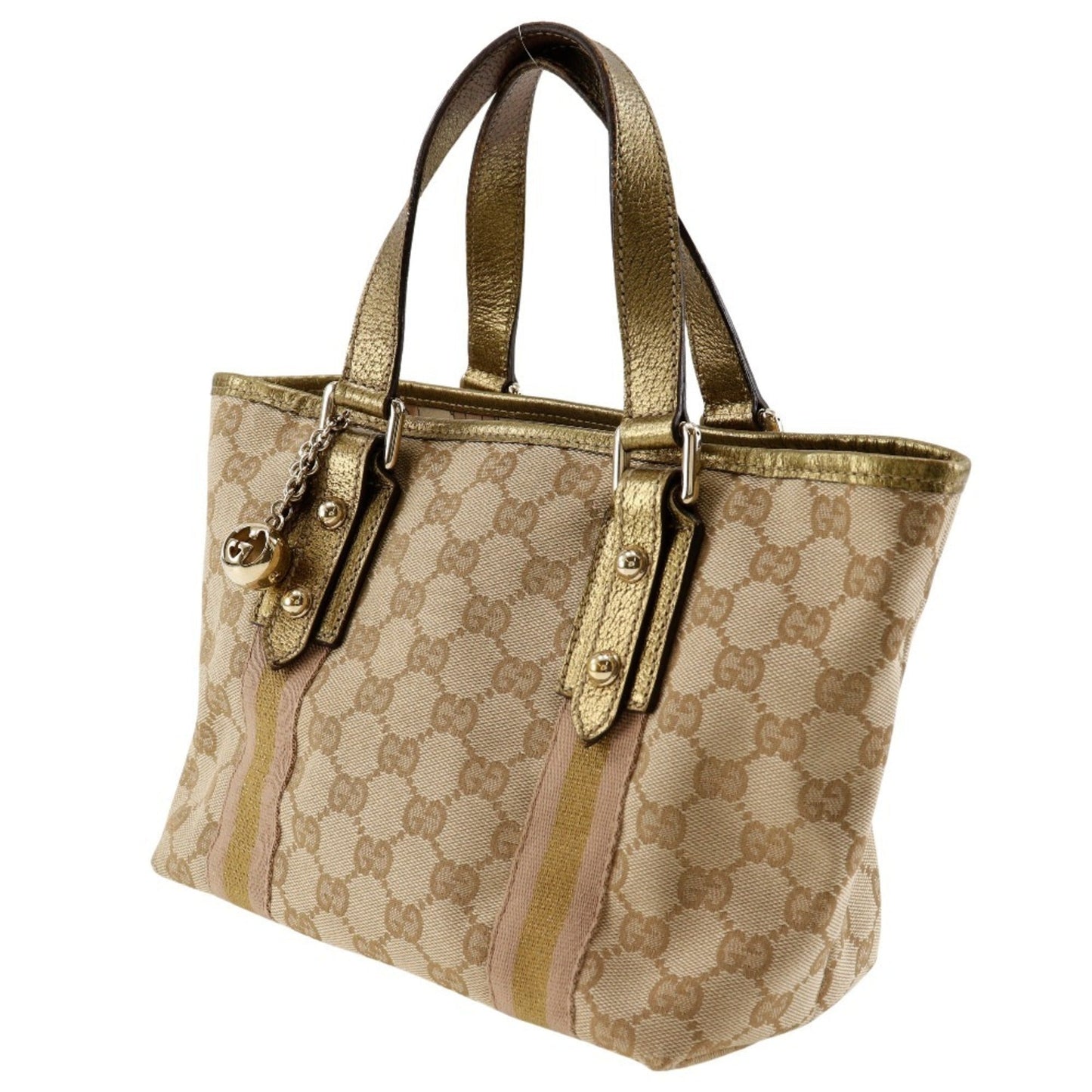Gucci Brown Gg Canvas Leather Handbag ( )