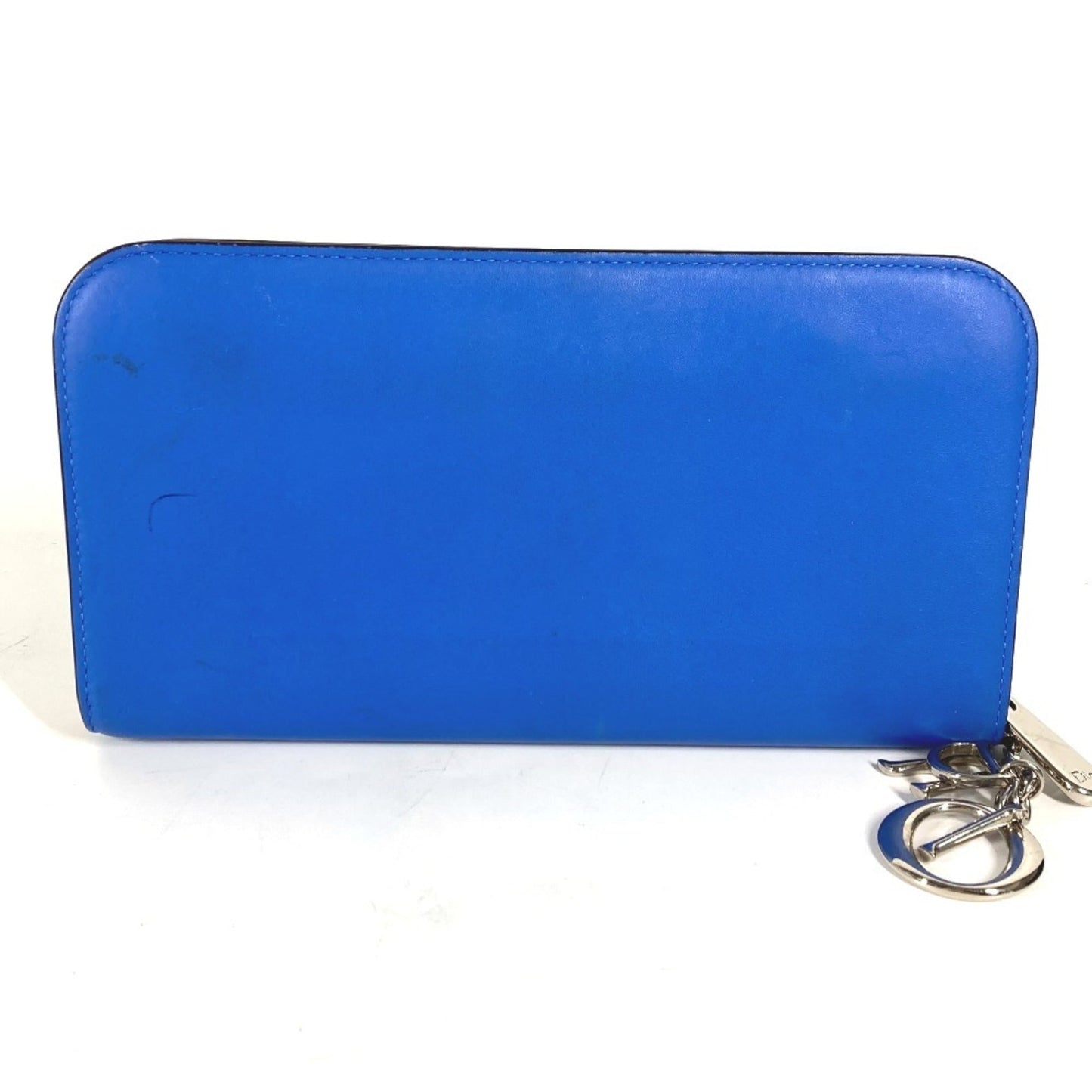 Christian Dior Black Blue Leather Long Wallet (Bi-Fold) ()