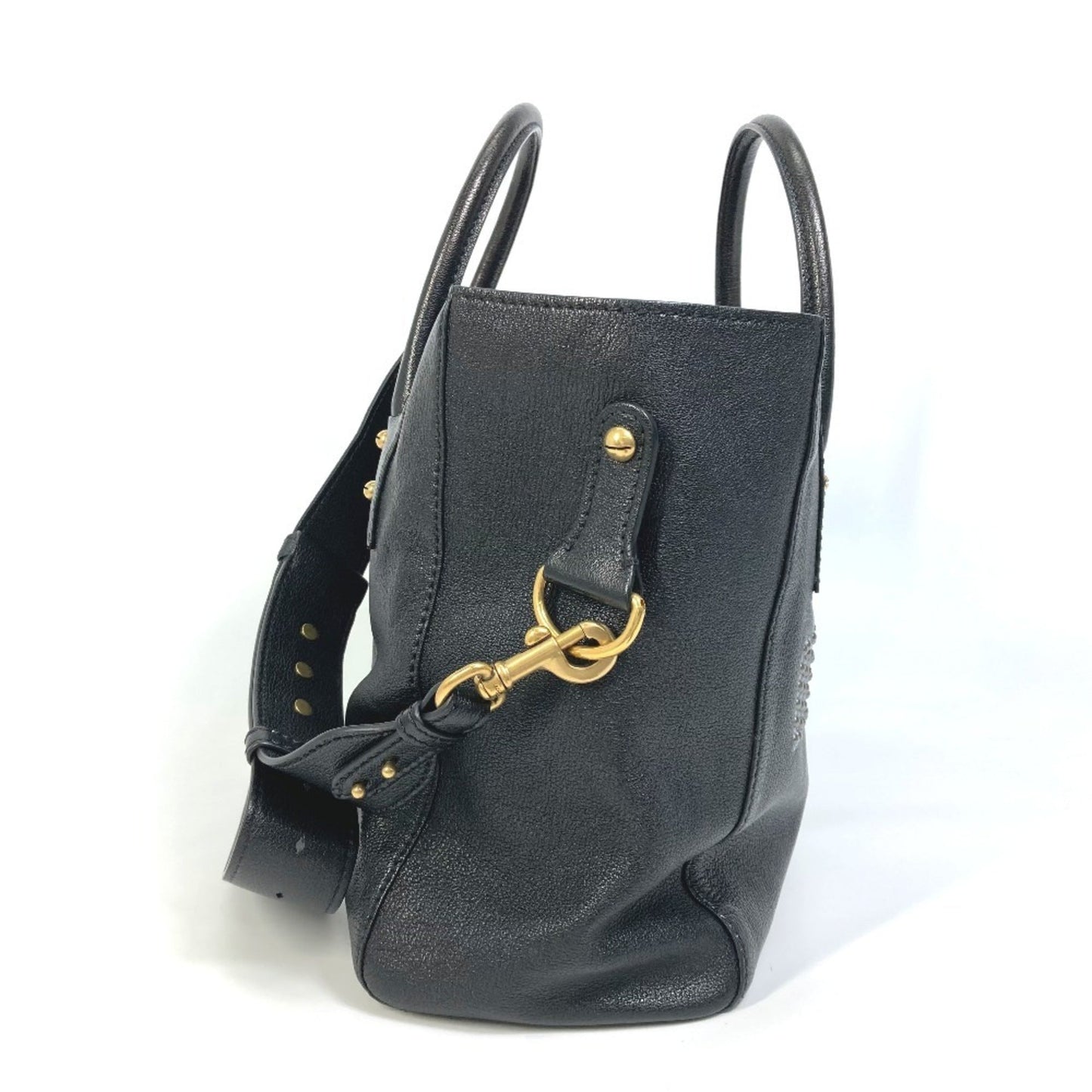 Christian Dior Black Leather Shoulder Bag Tote Bag ()